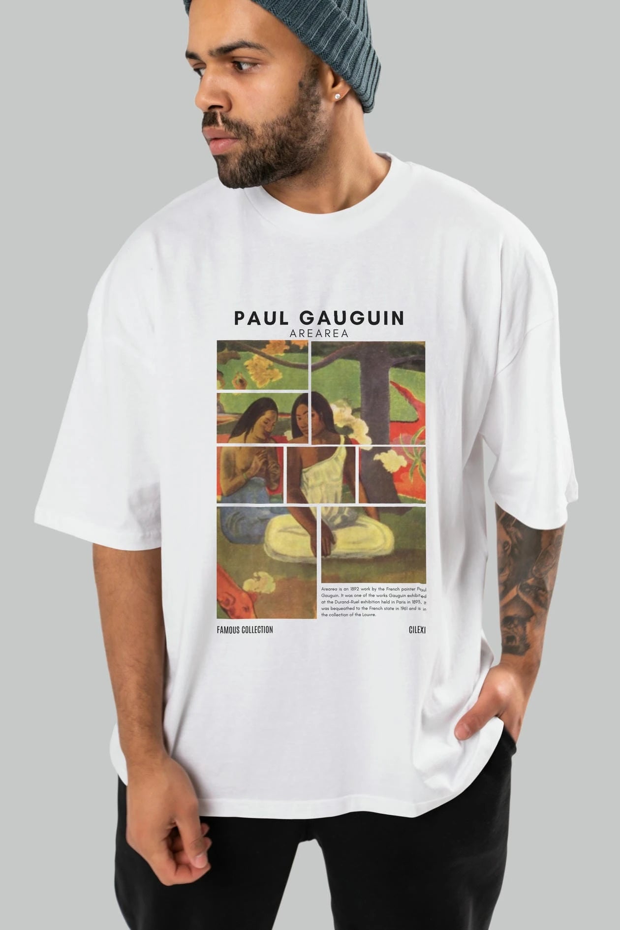 Paul Gauguin Arearea ön Baskılı Oversize t-shirt Erkek Kadın Bisiklet Yaka Pamuk tişort
