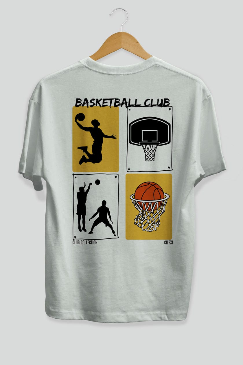 Basketball Club Arka Baskılı Oversize t-shirt Erkek Kadın %100 Pamuk Bisiklet Yaka tişort