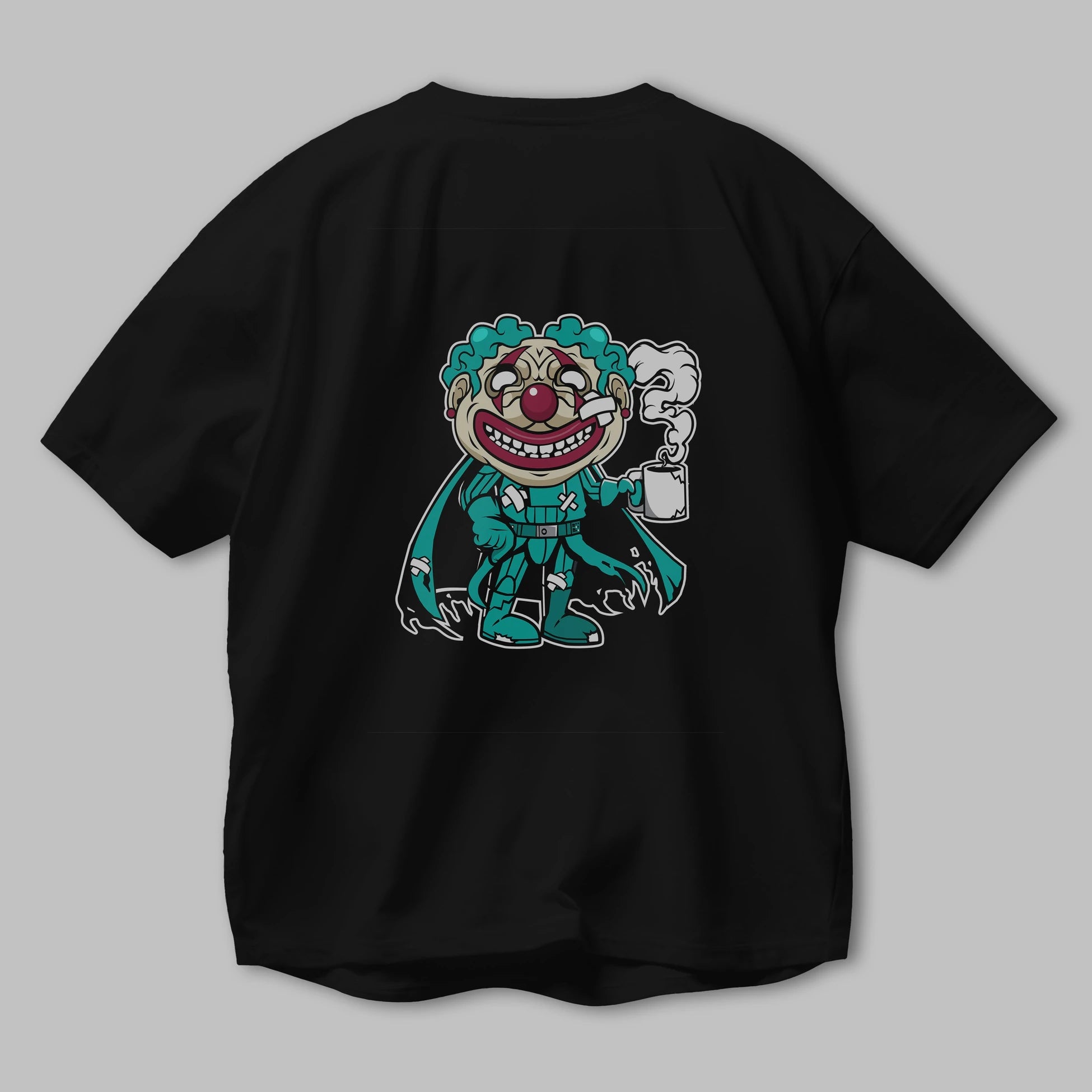 Super Clown Arka Baskılı Oversize t-shirt Erkek Kadın Unisex %100 Pamuk tişort