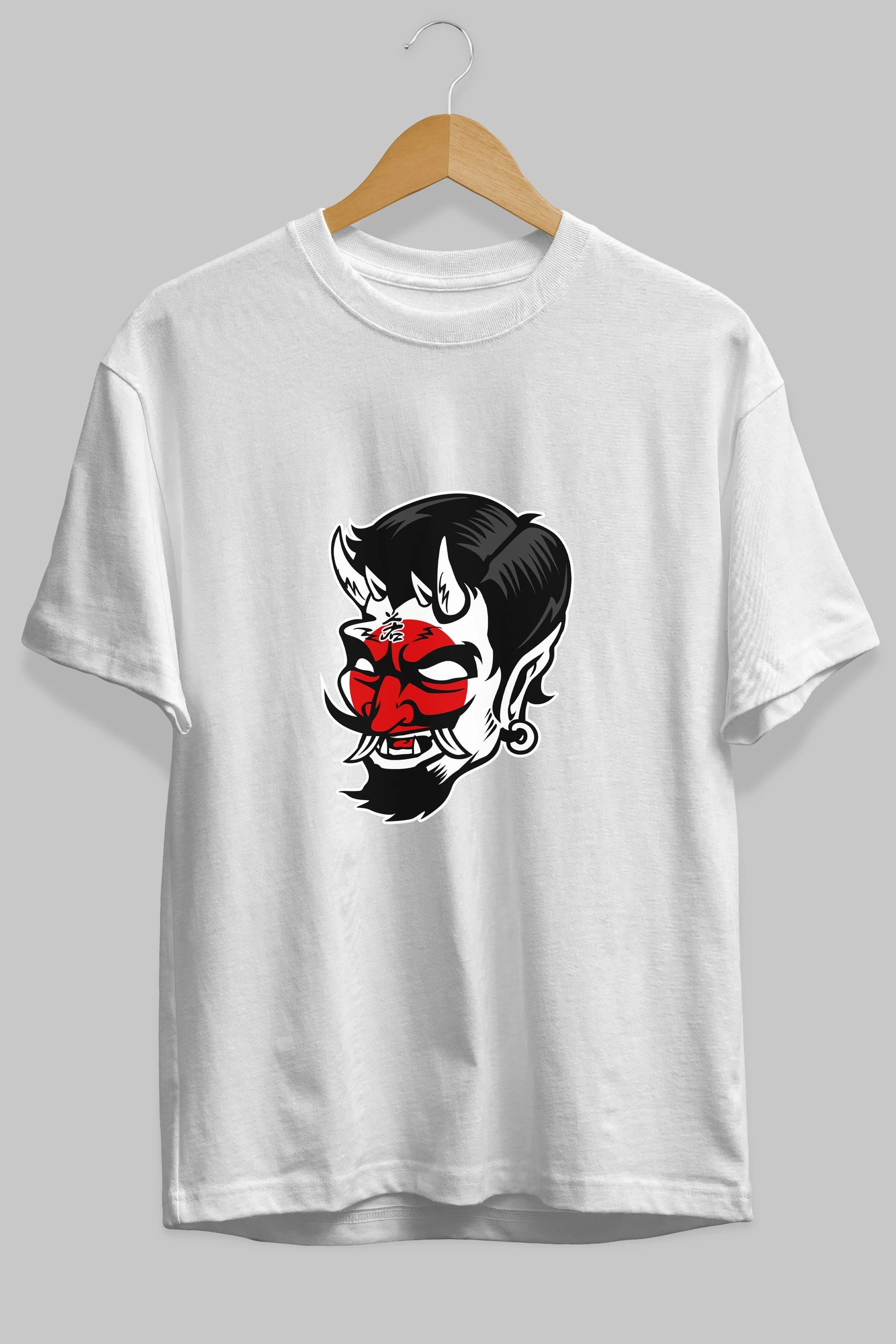 Japanese Devil Ön Baskılı Oversize t-shirt Erkek Kadın Unisex %100 Pamuk tişort
