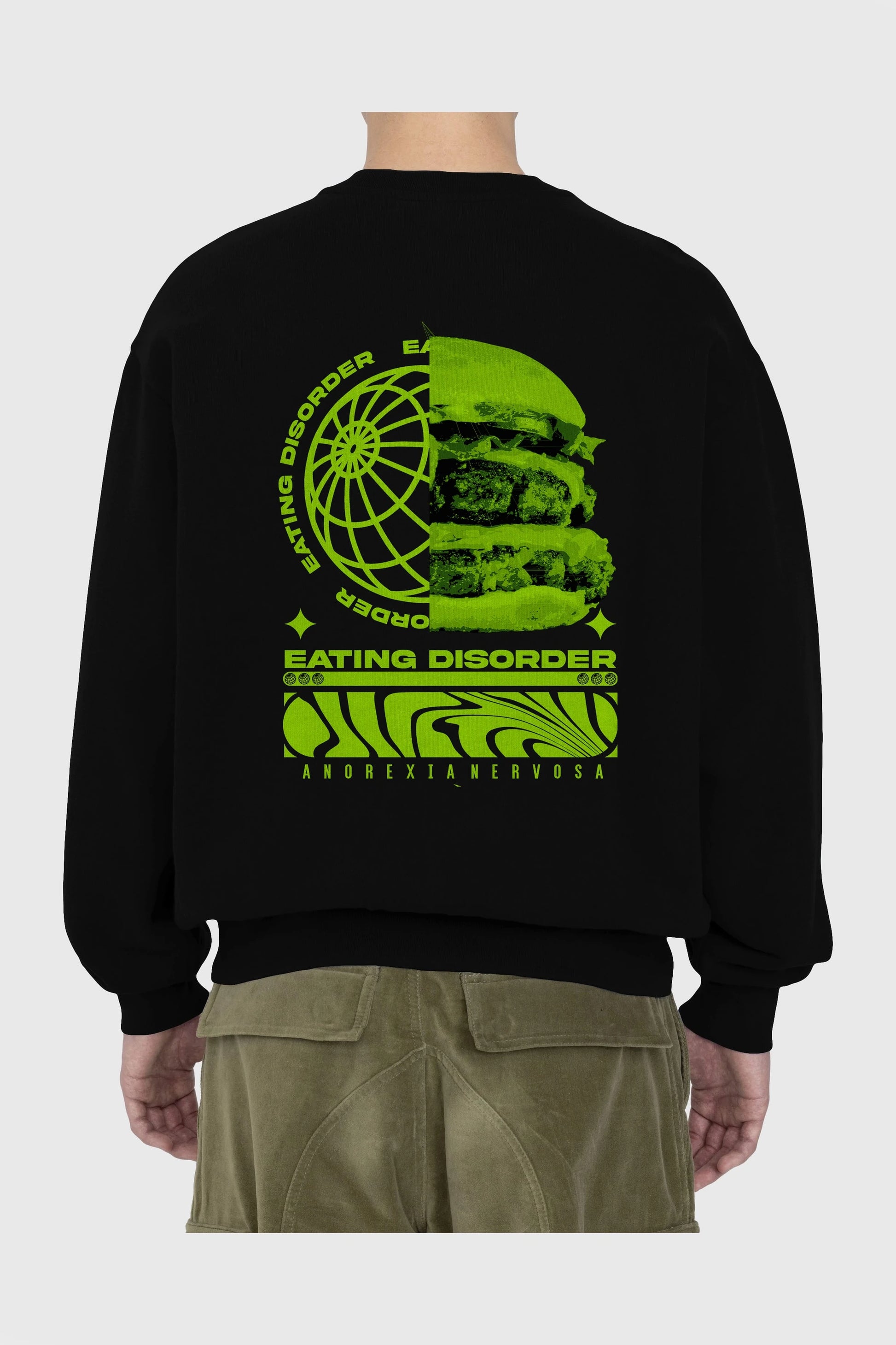 Eating Disorder Arka Baskılı Oversize Sweatshirt Erkek Kadın Unisex