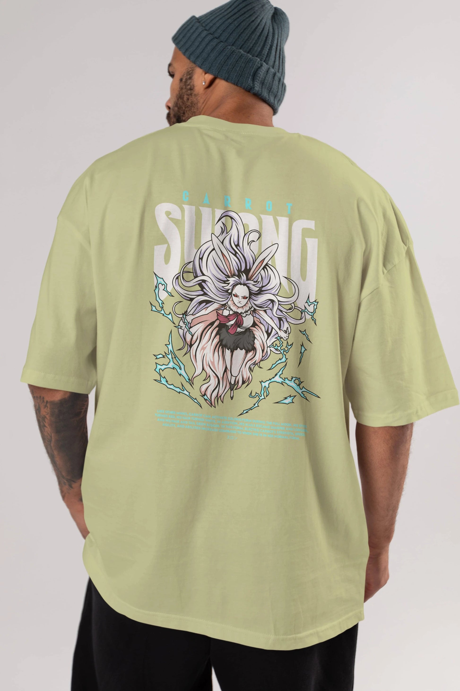 Carrot Sulong Anime Arka Baskılı Oversize t-shirt Erkek Kadın Unisex