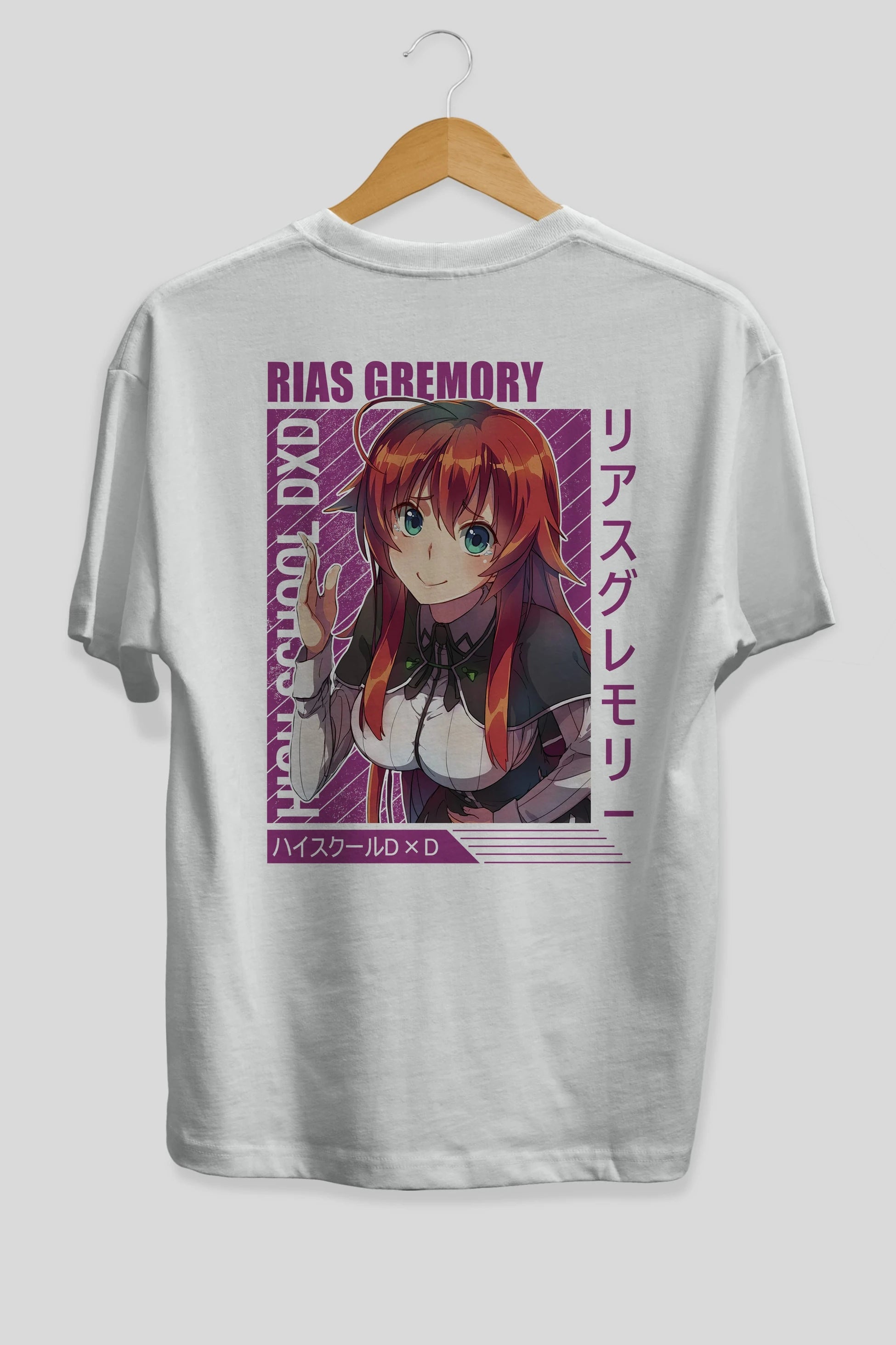 Rias Gremory 10 Anime Arka Baskılı Oversize t-shirt Erkek Kadın Unisex