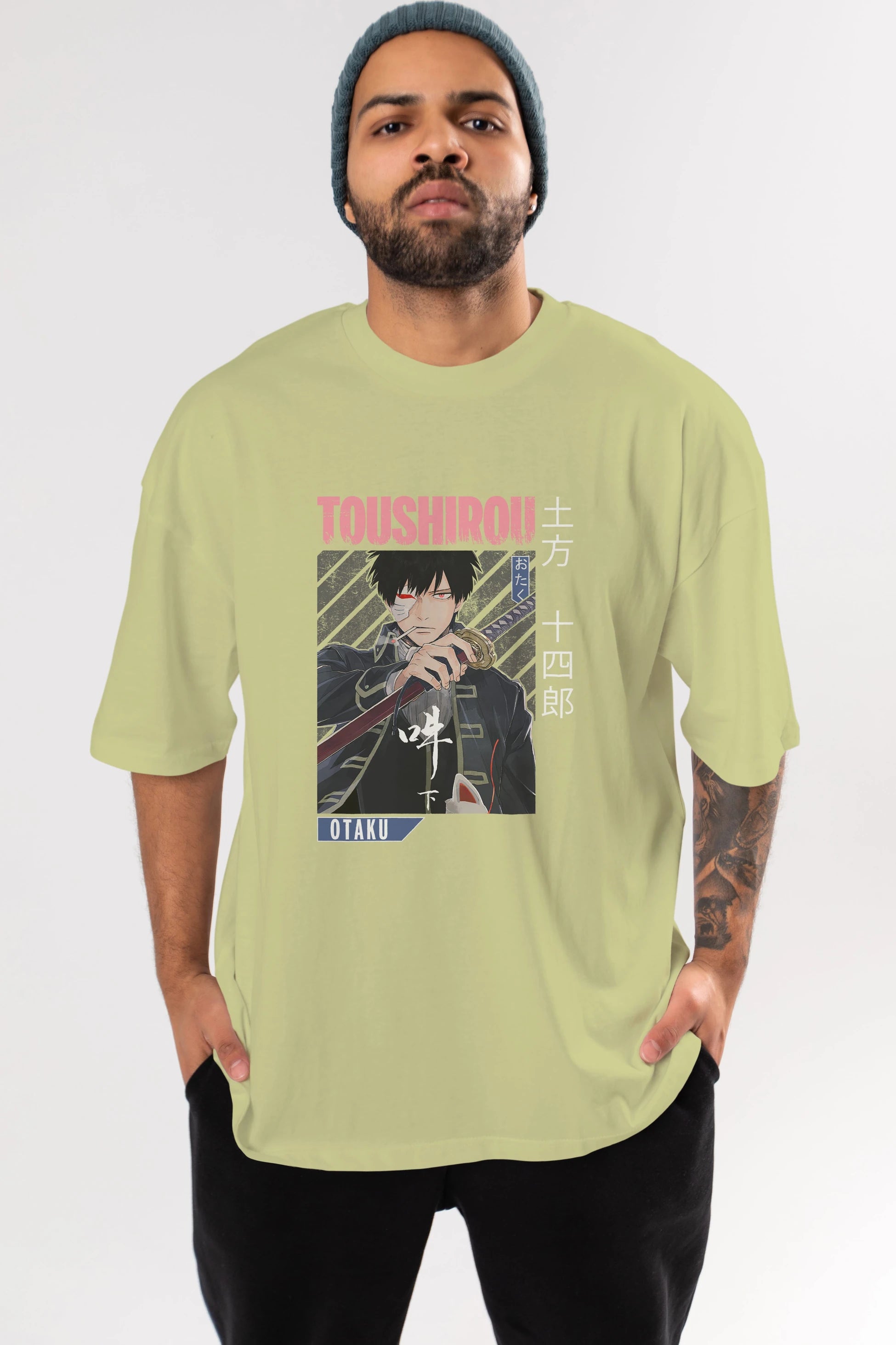Toushirou Hijikata 1 Anime Ön Baskılı Oversize t-shirt %100 pamuk Erkek Kadın Unisex