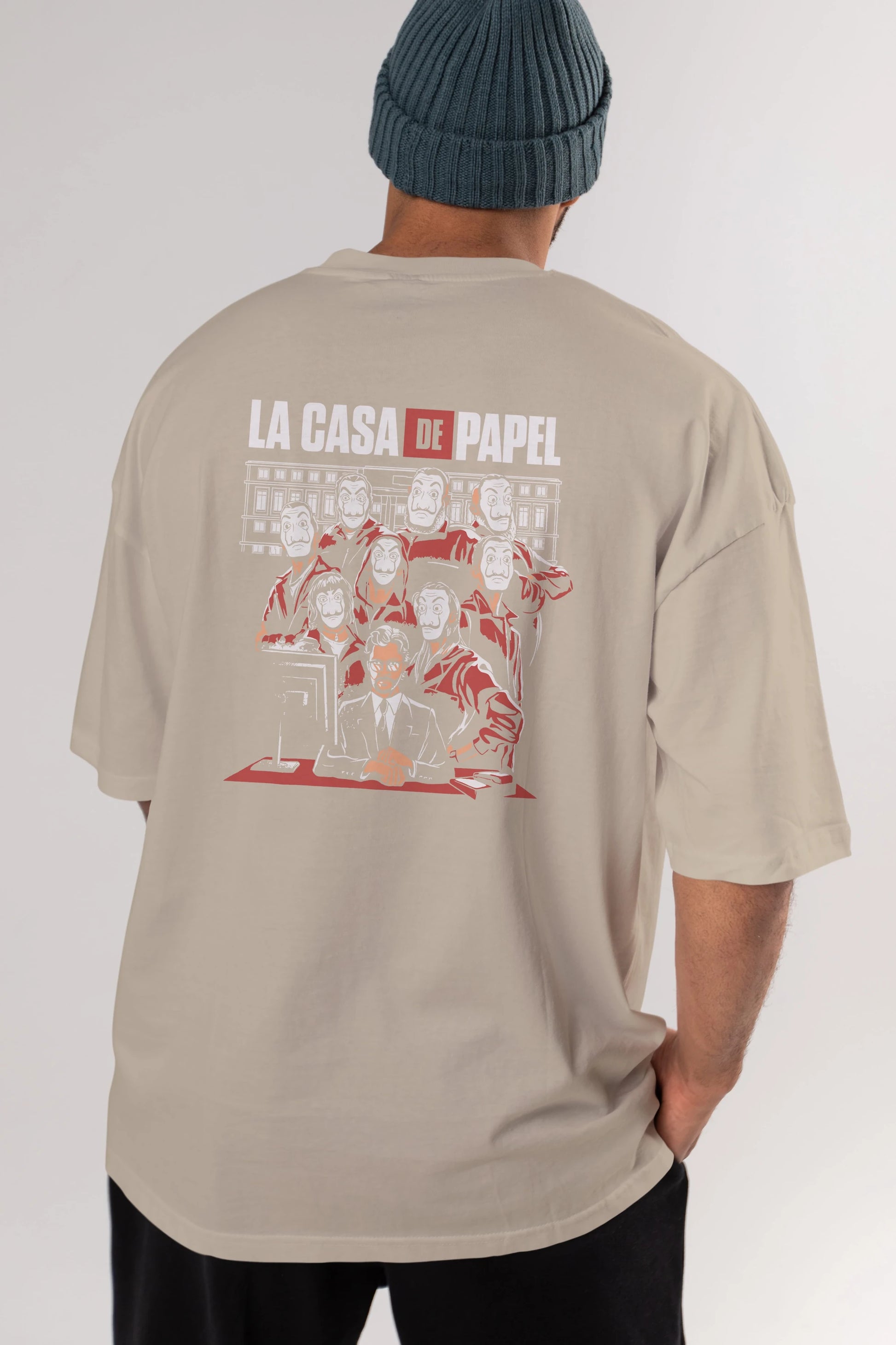La Casa De Papel (5) Arka Baskılı Oversize t-shirt Erkek Kadın Unisex %100 Pamuk Bisiklet Yaka tişort