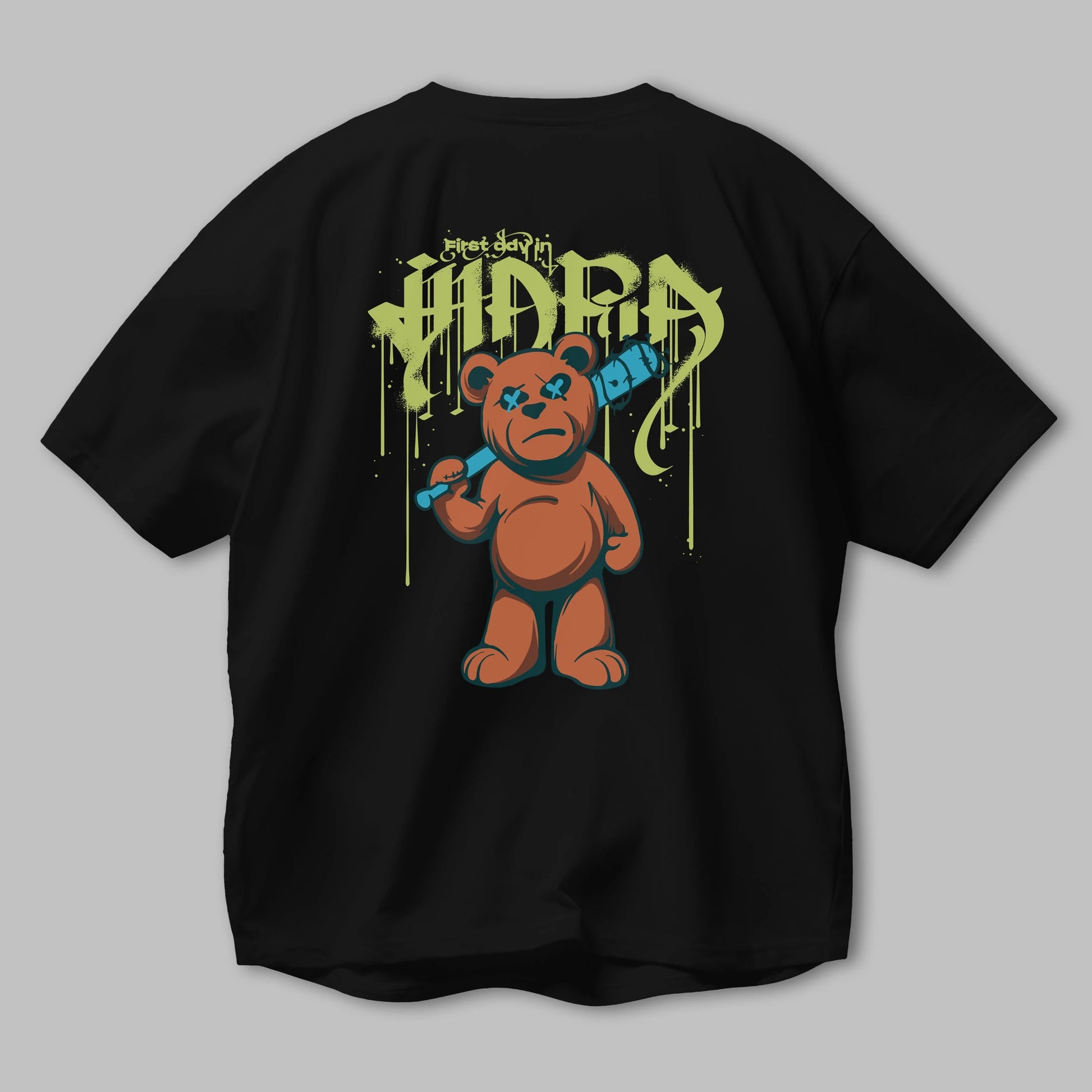 Hidra Bear Arka Baskılı Oversize t-shirt Erkek Kadın Unisex