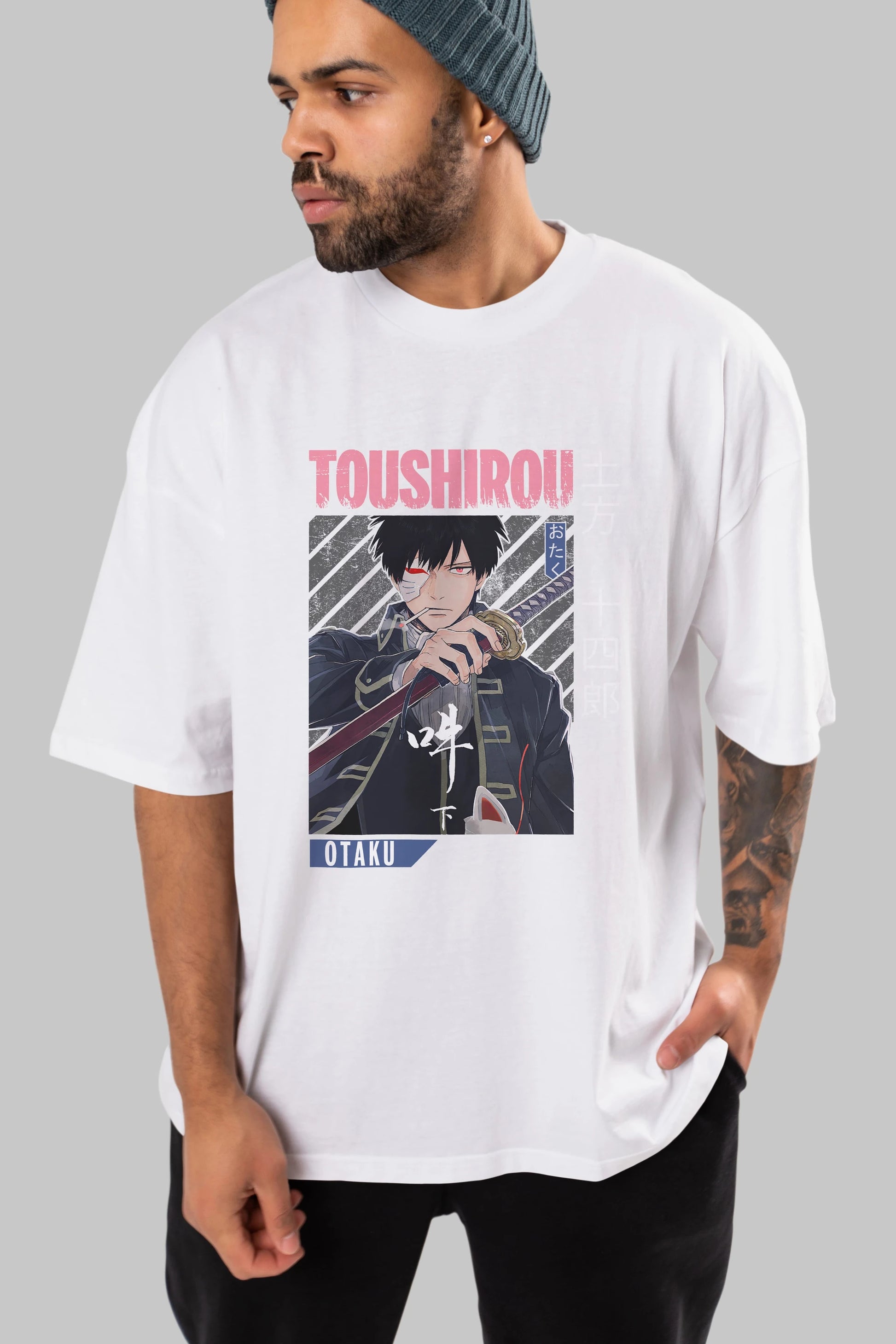 Toushirou Hijikata 1 Anime Ön Baskılı Oversize t-shirt %100 pamuk Erkek Kadın Unisex