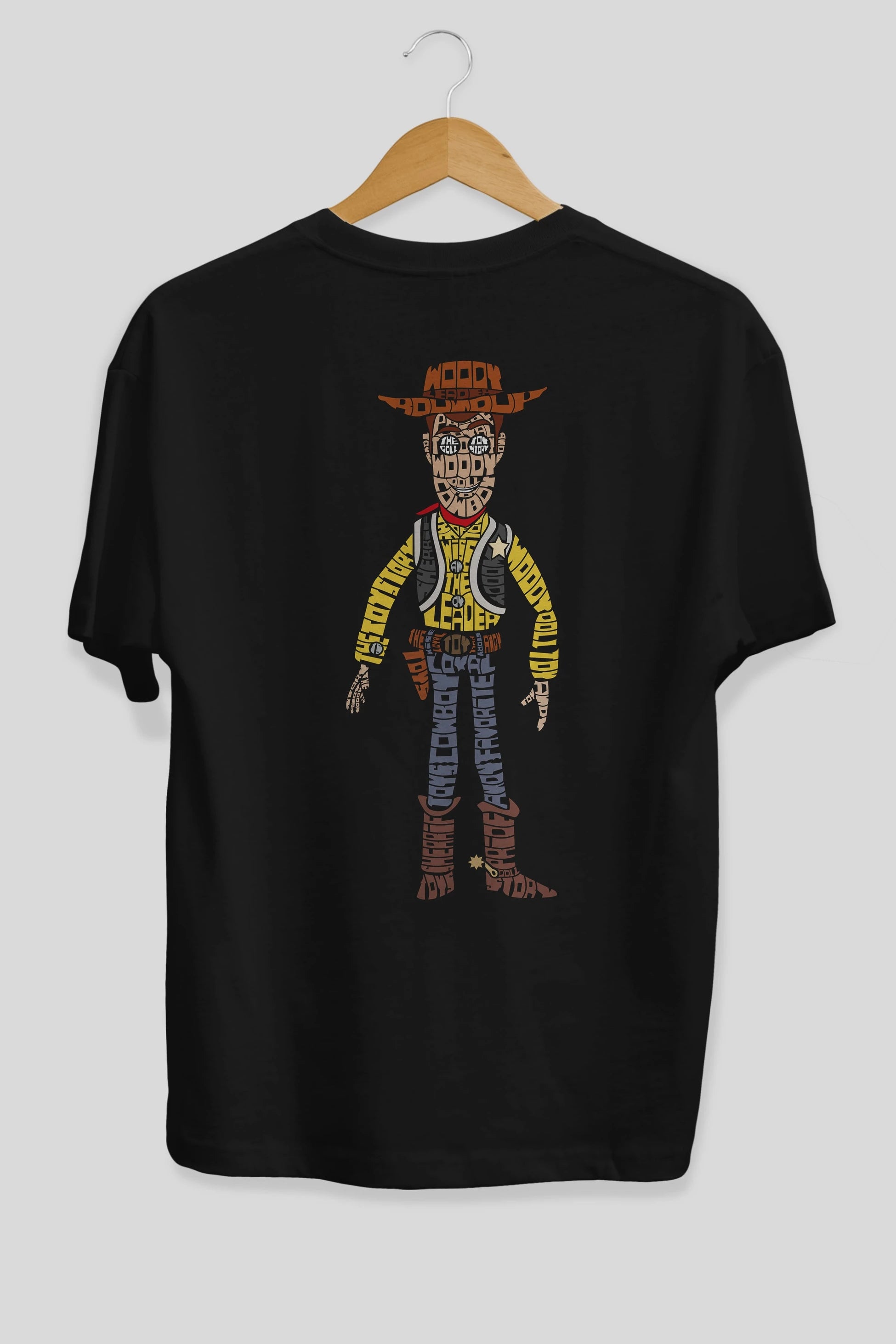 Woody Arka Baskılı Oversize t-shirt %100 pamuk Erkek Kadın Unisex