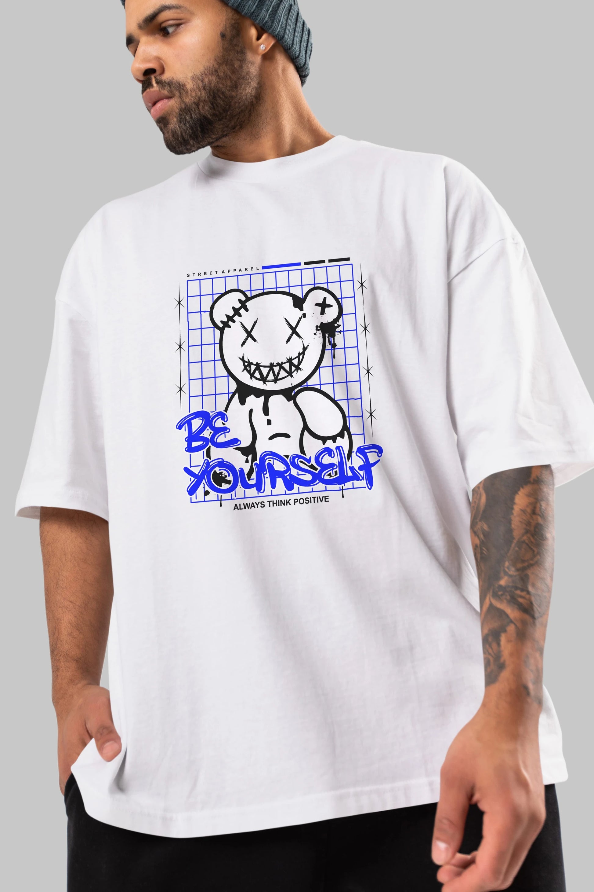 Teddy Bear Be Yourself Ön Baskılı Oversize t-shirt Erkek Kadın Unisex