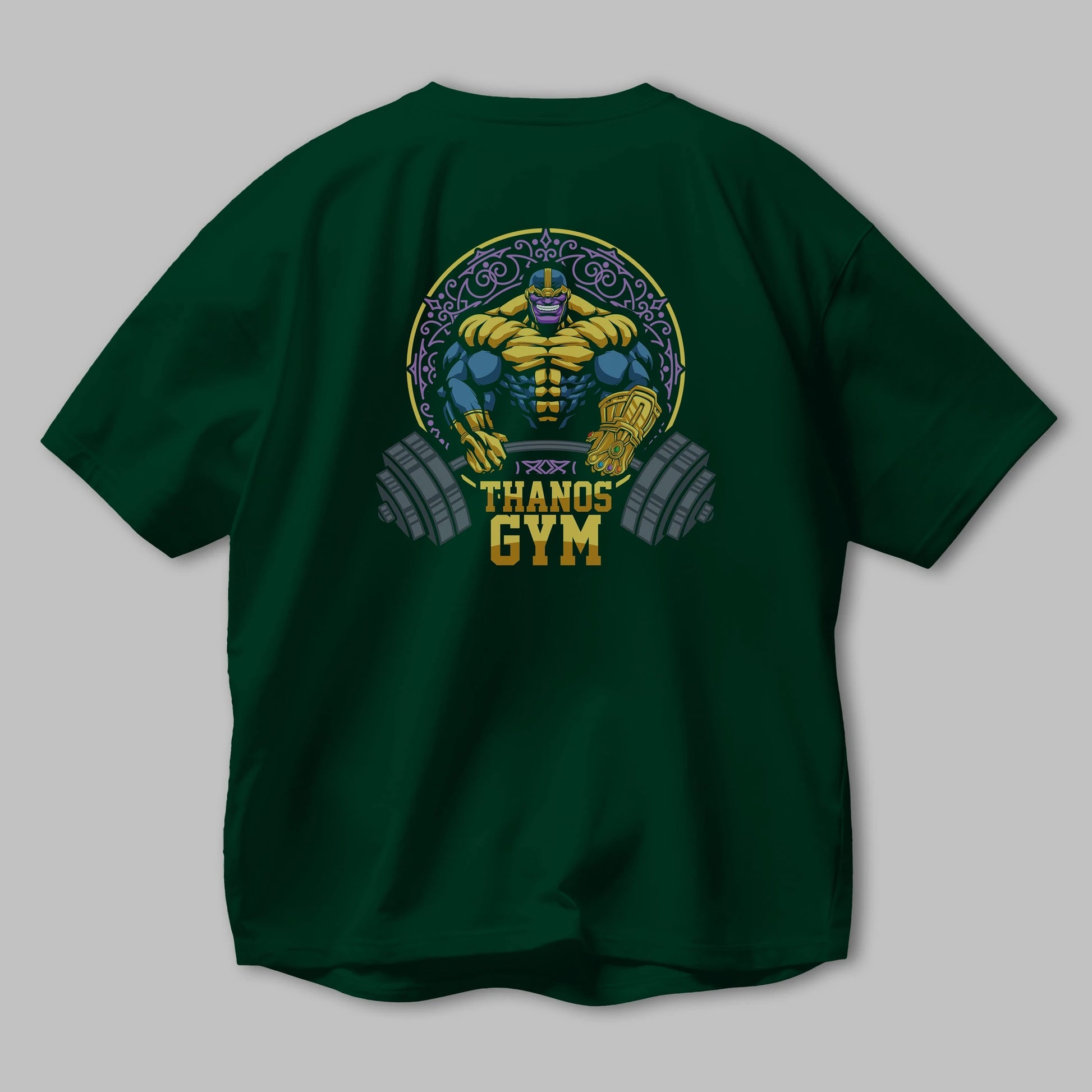 Thanos GYM Arka Baskılı Oversize t-shirt Erkek Kadın Unisex %100 Pamuk Bisiklet Yaka tişort