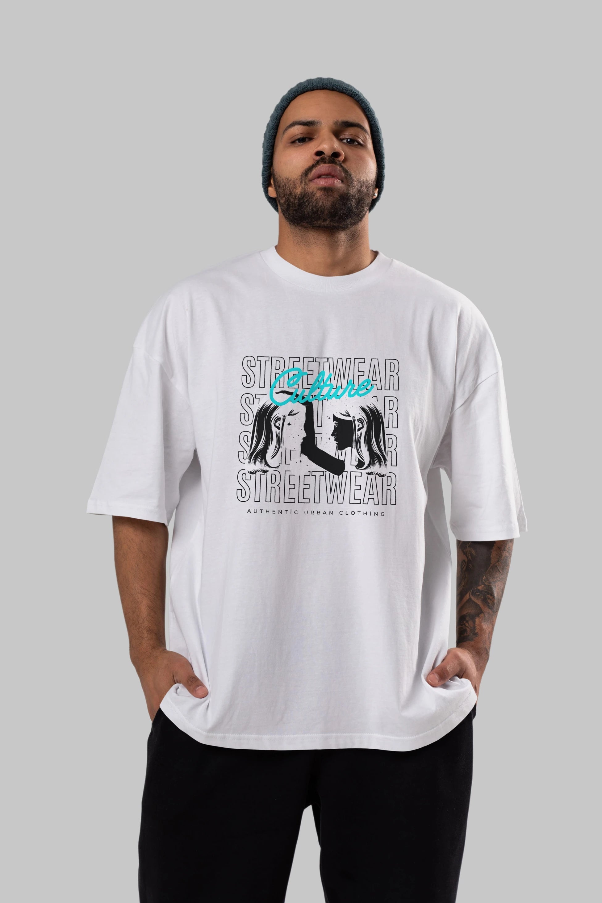 Culture Streetwear Yazılı Ön Baskılı Oversize t-shirt Erkek Kadın Unisex