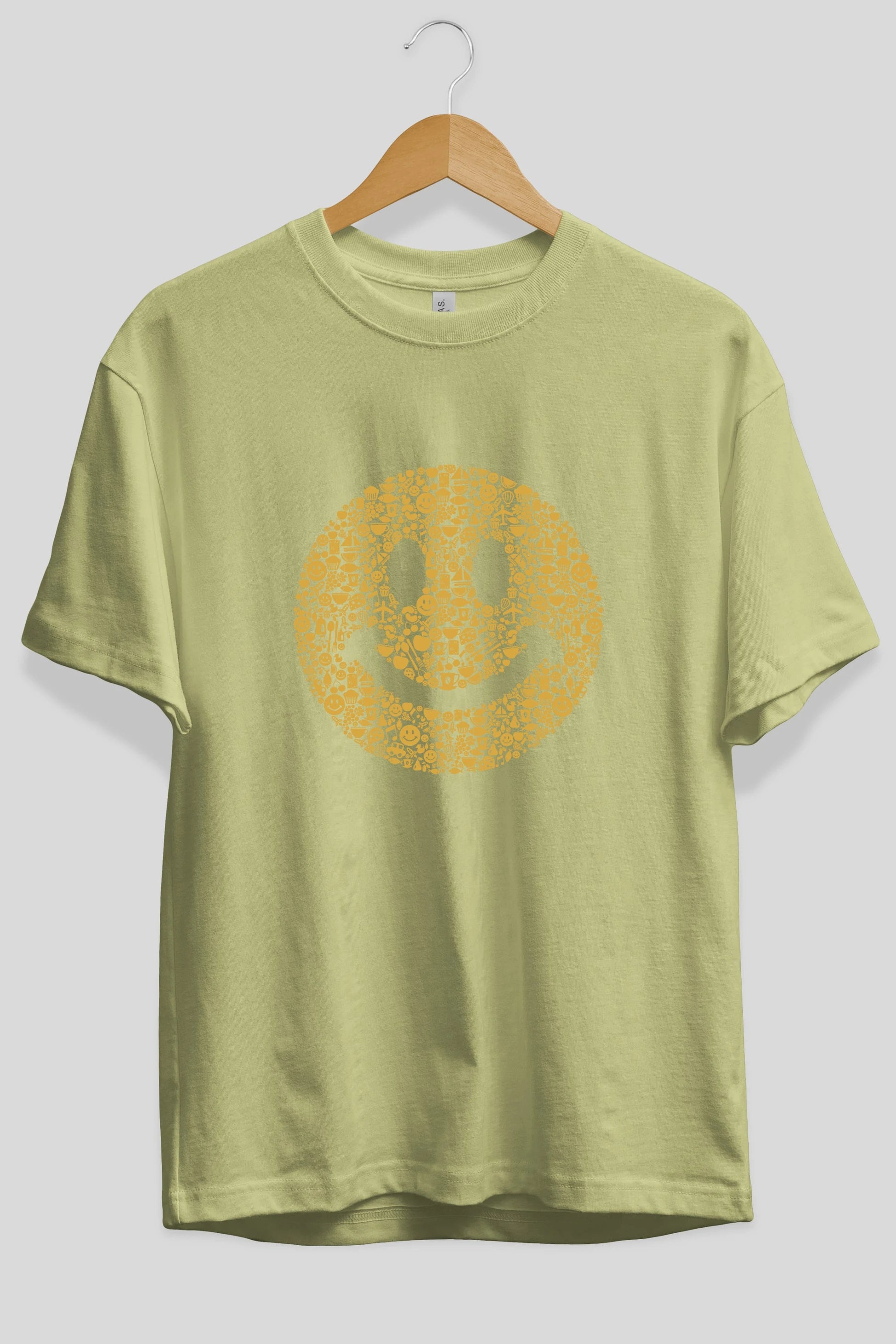 Smiley Ön Baskılı Oversize t-shirt %100 pamuk Erkek Kadın Unisex