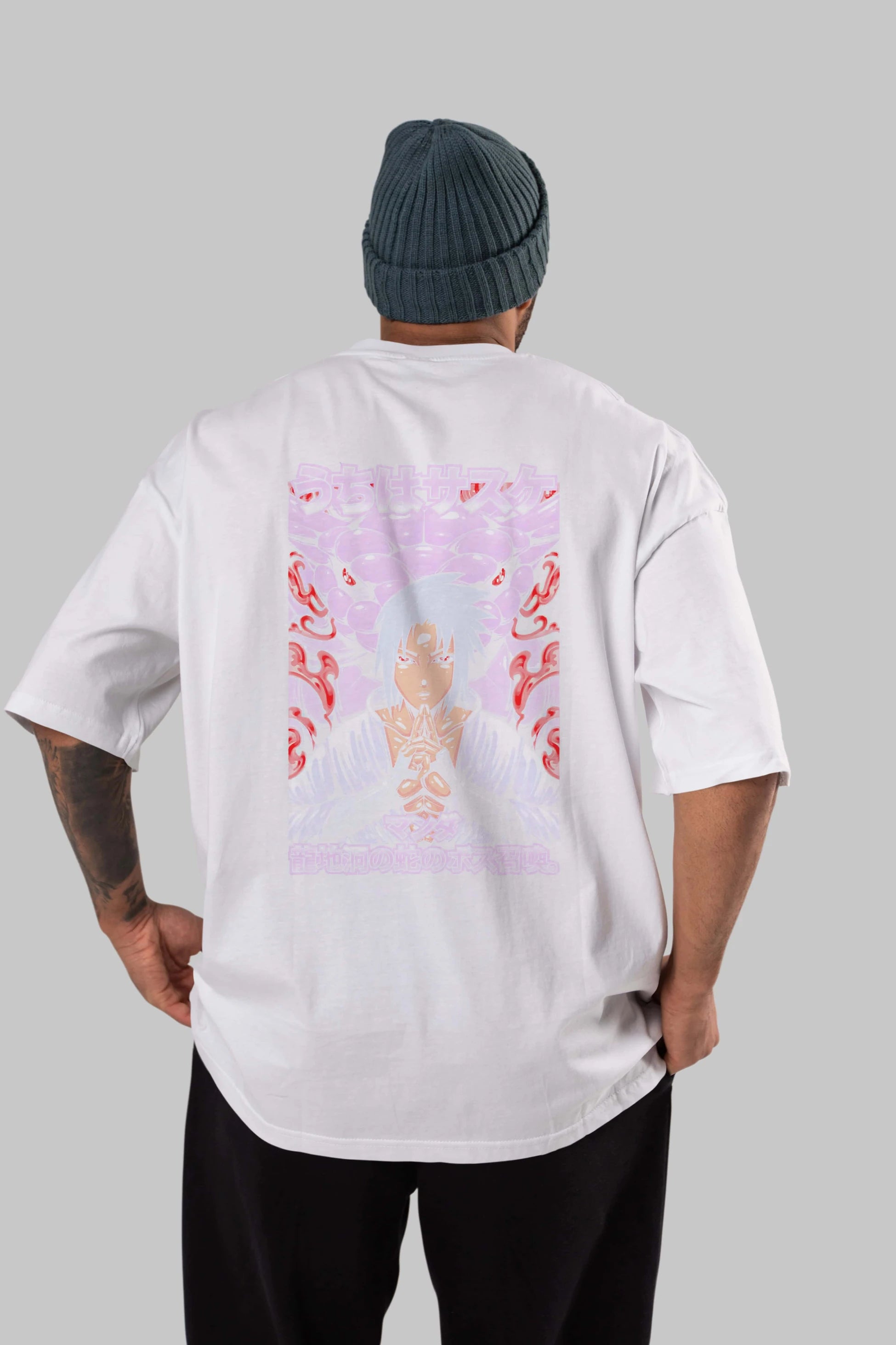 NARUTO SASUKE UCHIHA Anime Arka Baskılı Oversize t-shirt Erkek Kadın Unisex