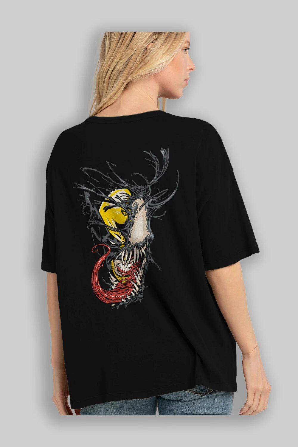 Venom (4) Arka Baskılı Oversize t-shirt Erkek Kadın Unisex %100 Pamuk Bisiklet Yaka tişort