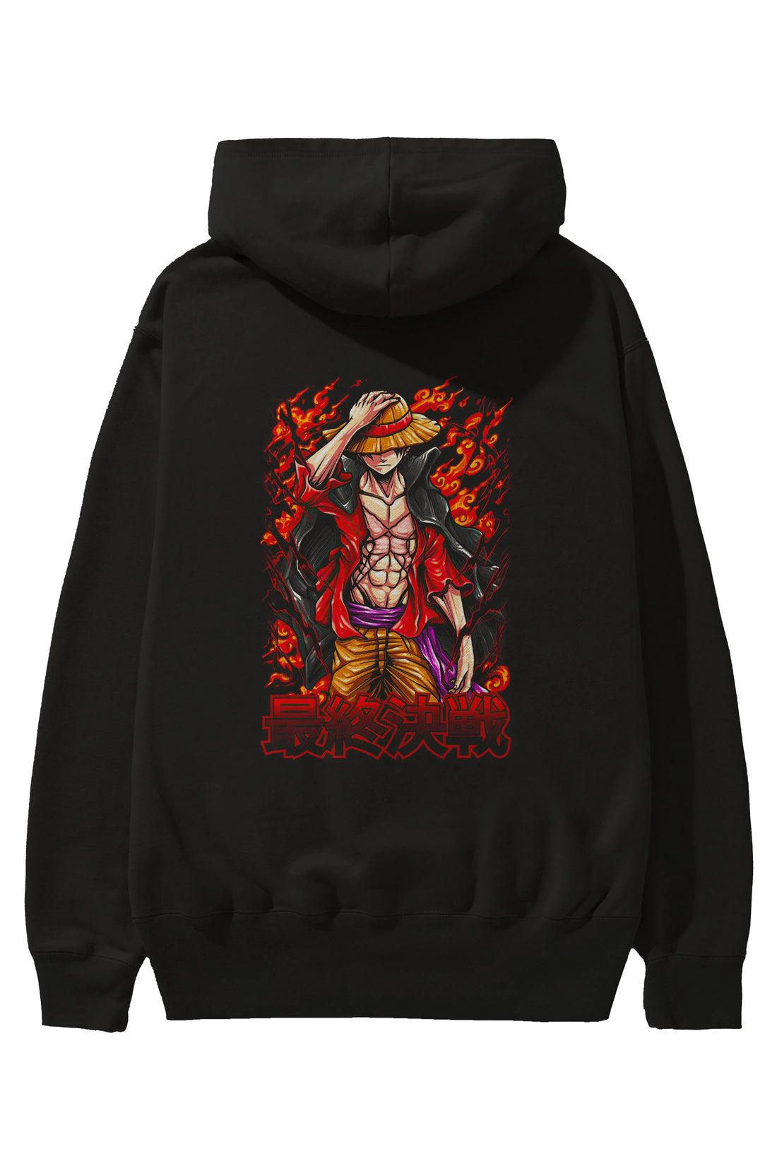 MONKEY D. LUFFY (3) Anime Arka Baskılı Hoodie Oversize Kapüşonlu Sweatshirt Erkek Kadın Unisex