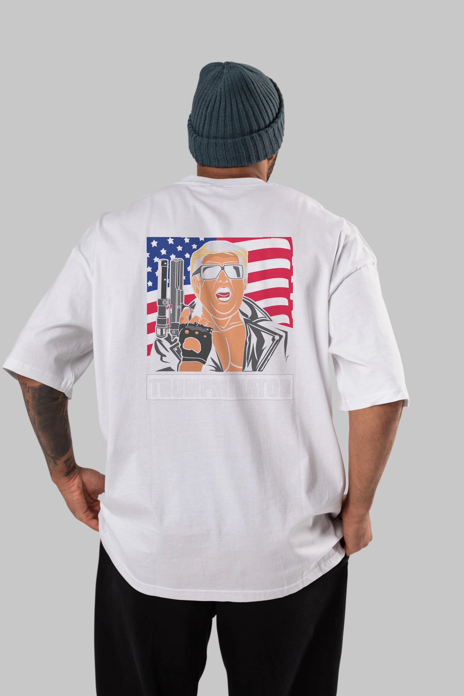 Trumpminator Arka Baskılı Oversize t-shirt Erkek Kadın Unisex %100 Pamuk tişort