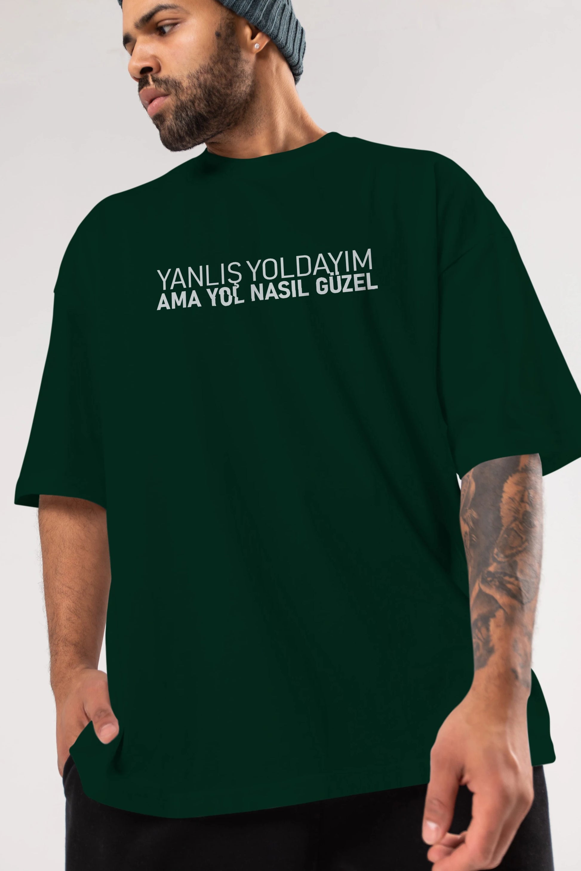 Yanlış Yoldayım Ama Yol Ön Baskılı Oversize t-shirt %100 pamuk Erkek Kadın Unisex