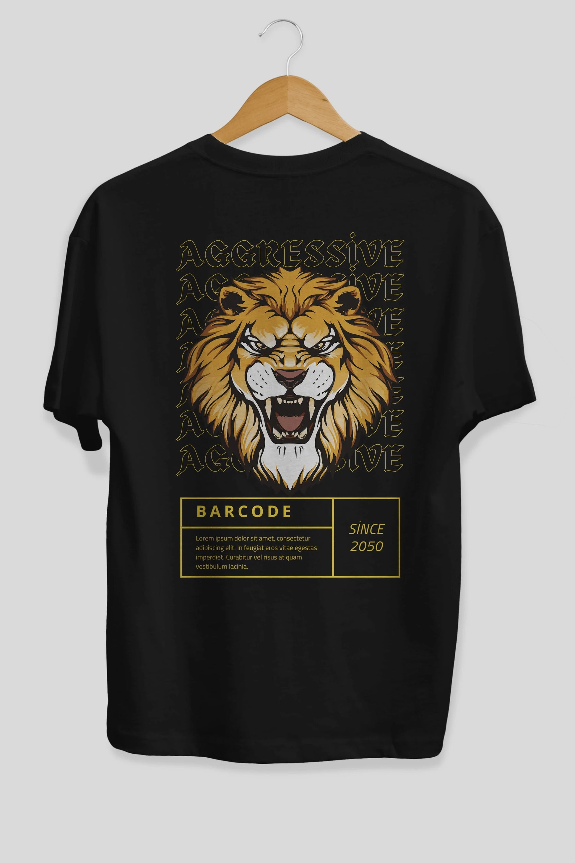 Aggressive Lion Arka Baskılı Oversize t-shirt Erkek Kadın Unisex