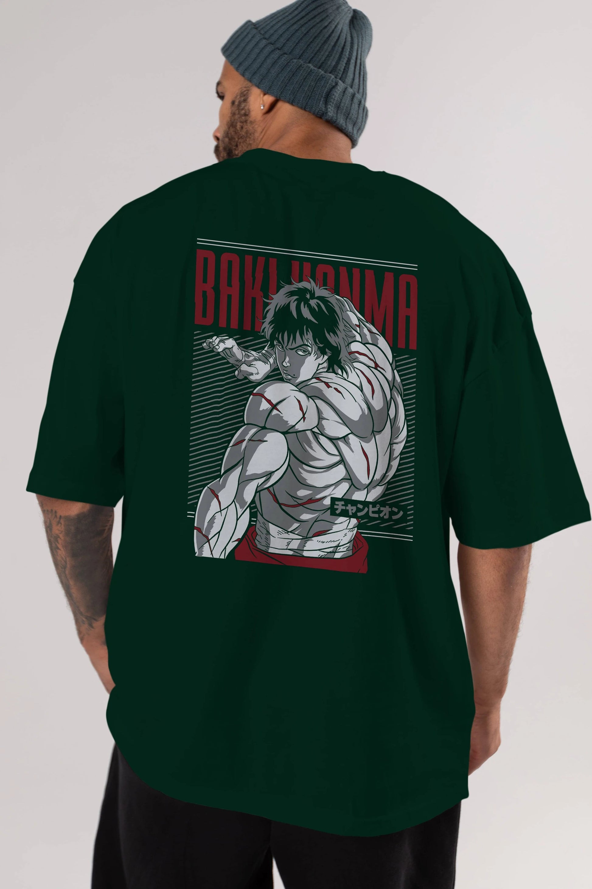 BAKI HANMA Anime Arka Baskılı Oversize t-shirt Erkek Kadın Unisex