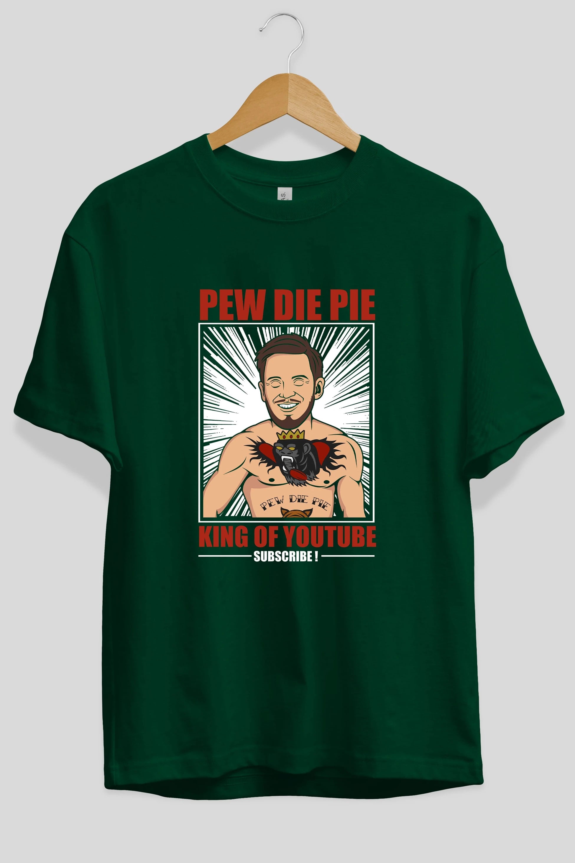 Pew Die Pie Fighter Ön Baskılı Oversize t-shirt Erkek Kadın Unisex %100 Pamuk tişort