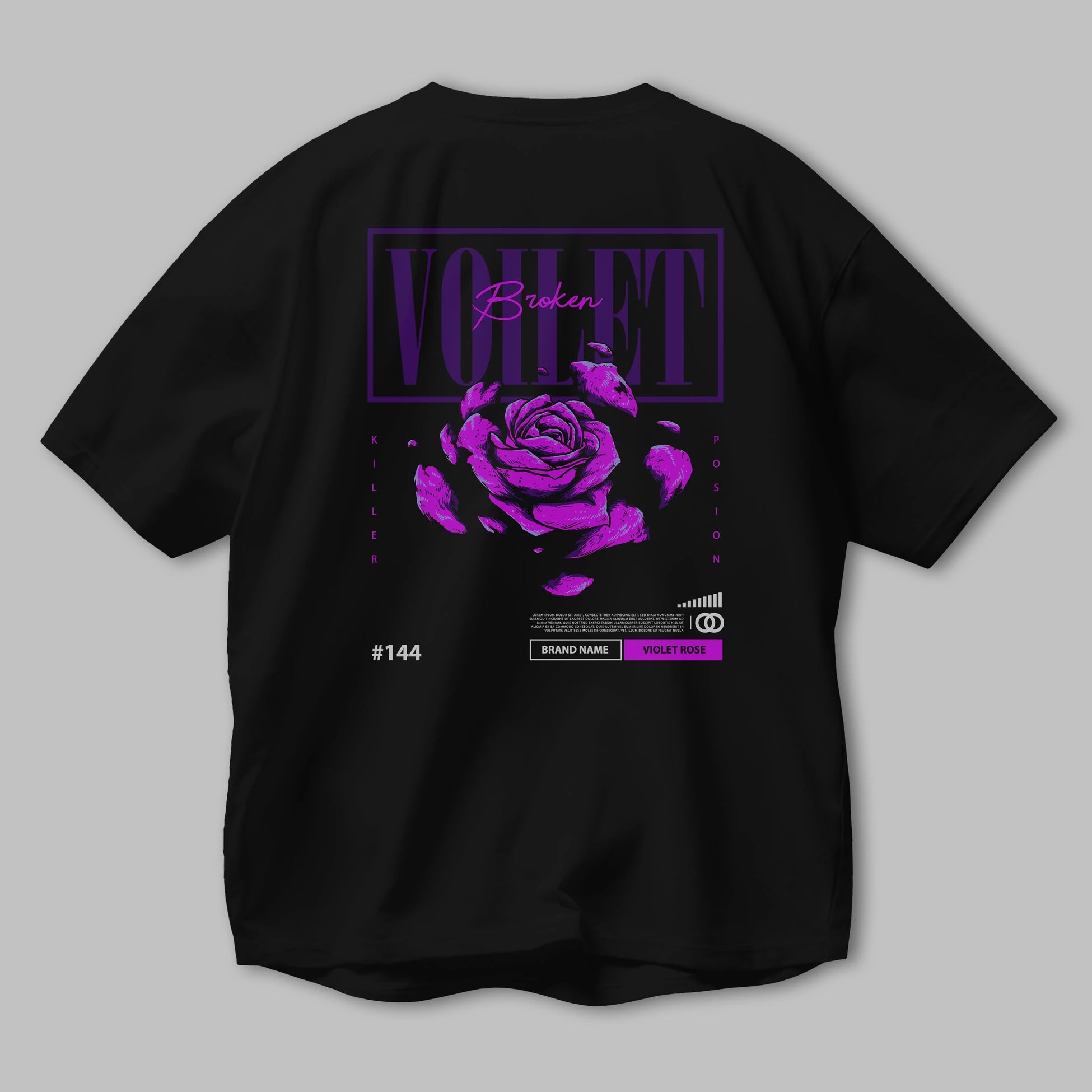 Voilet Broken Arka Baskılı Oversize t-shirt Erkek Kadın Unisex