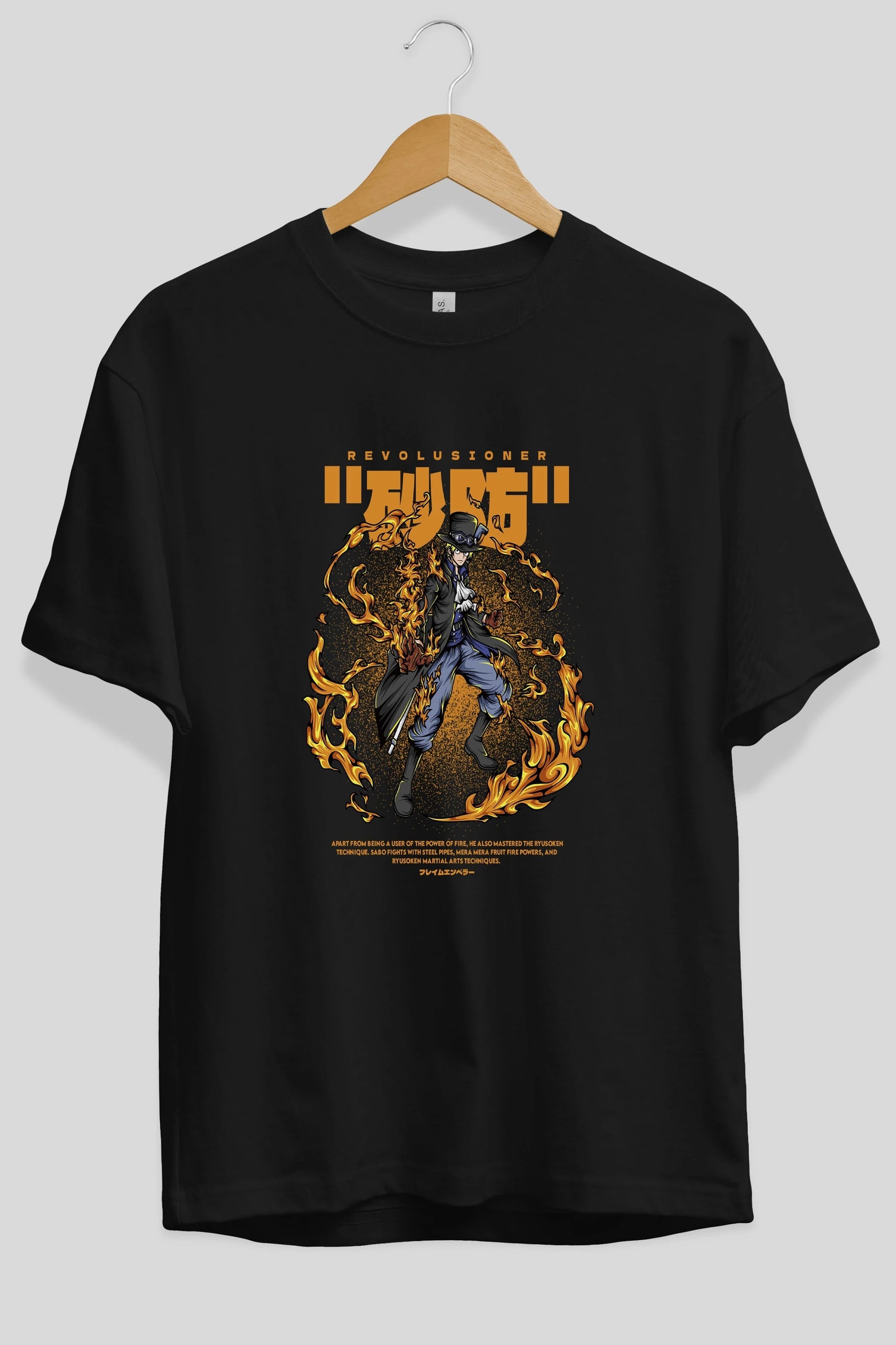 Revolusioner Sabo Anime Ön Baskılı Oversize t-shirt %100 pamuk Erkek Kadın Unisex
