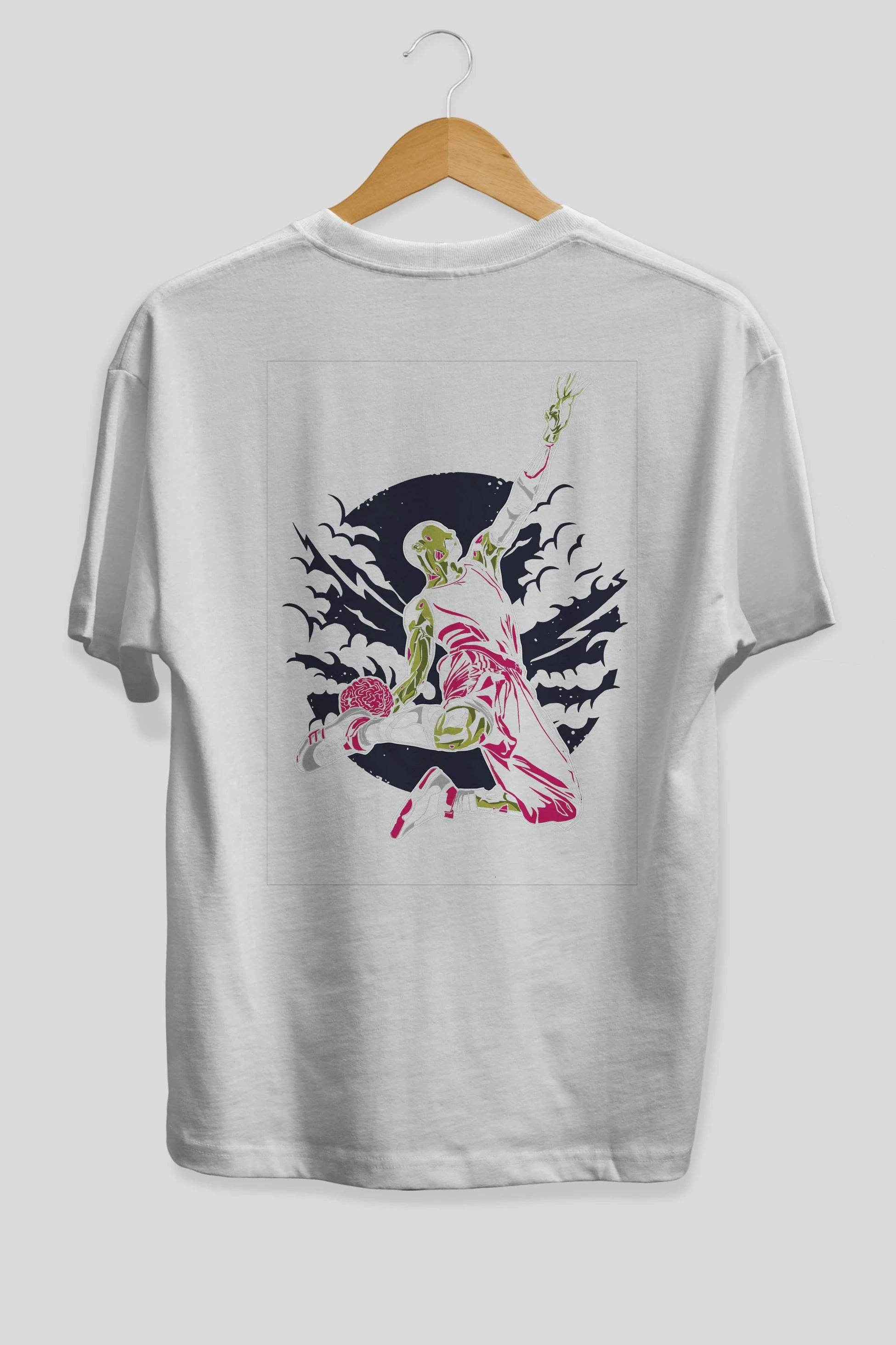 Zombie Slam Dunk Arka Baskılı Oversize t-shirt Erkek Kadın Unisex %100 Pamuk