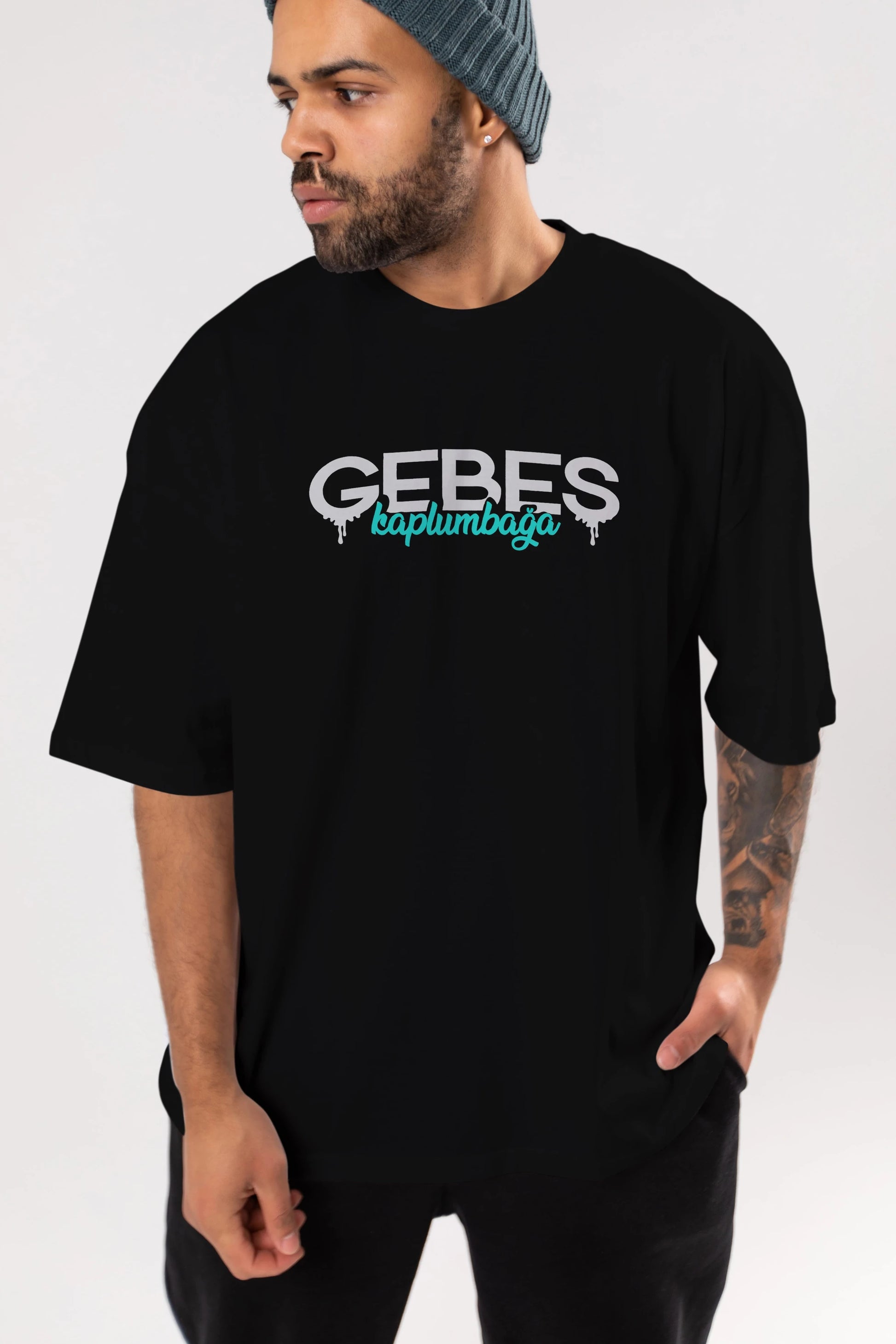 Gebeş Kaplumbağa Ön Baskılı Oversize t-shirt %100 pamuk Erkek Kadın Unisex