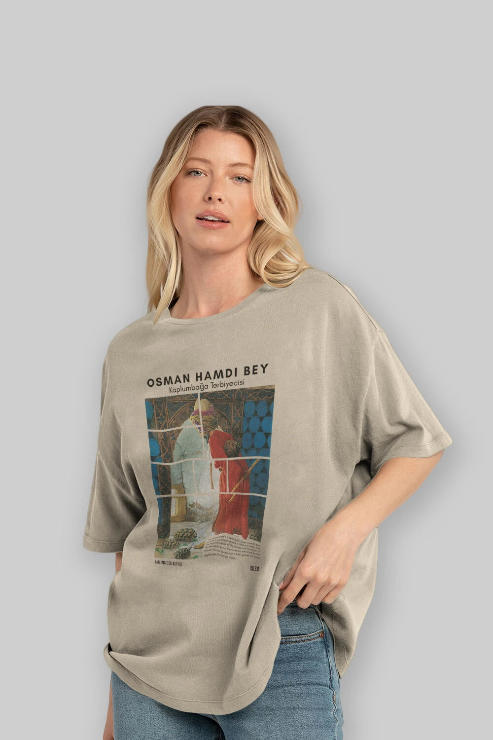 Osman Hamdi Bey ön Baskılı Oversize t-shirt Erkek Kadın Bisiklet Yaka Pamuk tişort