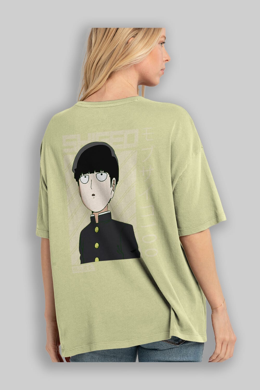 Shigeo Kageyama 2 Anime Arka Baskılı Oversize t-shirt Erkek Kadın Unisex