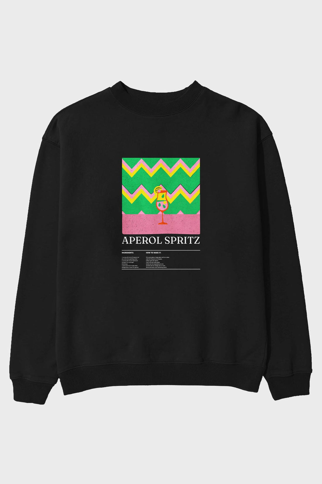 Aperol Spritz ön Baskılı Oversize Sweatshirt Erkek Kadın Unisex