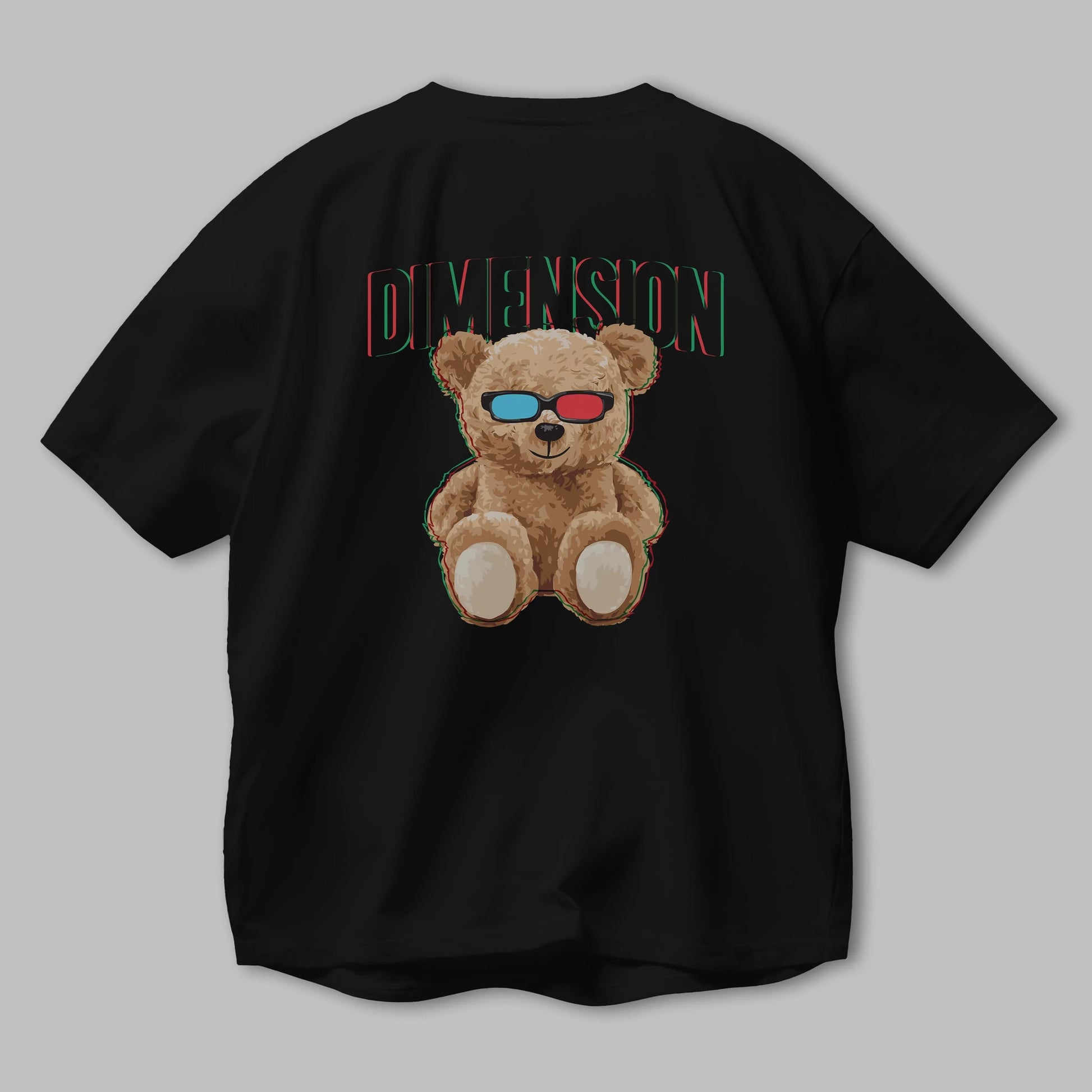 Teddy Bear Dimension Arka Baskılı Oversize t-shirt Erkek Kadın Unisex %100 Pamuk