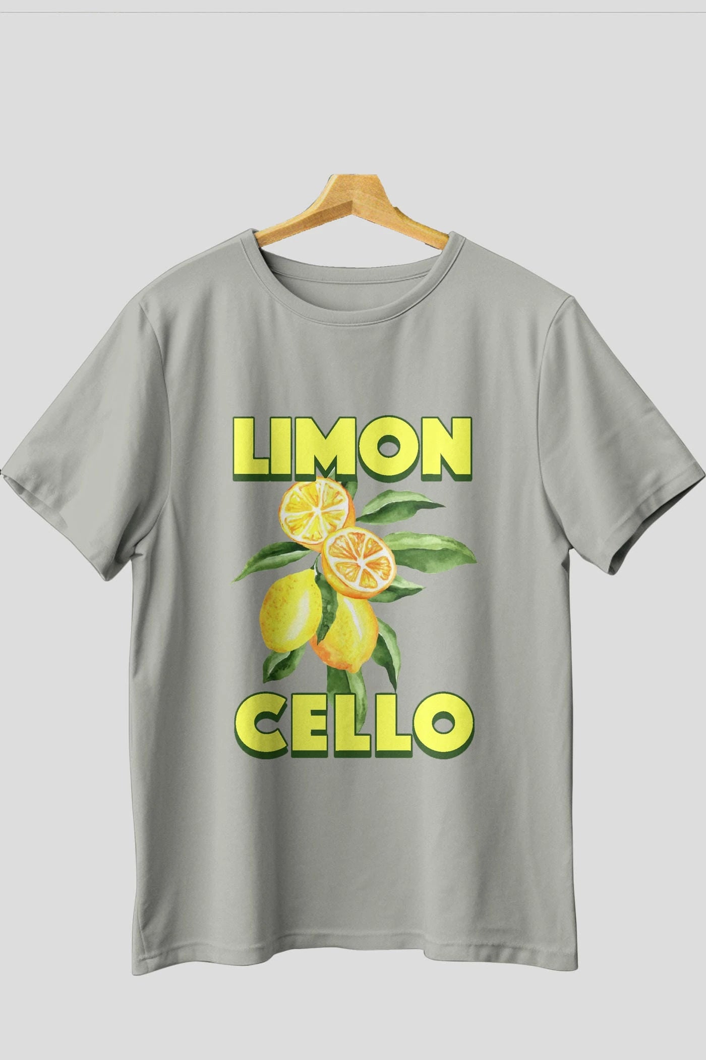Limoncello Lemon Ön Baskılı Oversize t-shirt Erkek Kadın Pamuk Bisiklet Yaka tişort