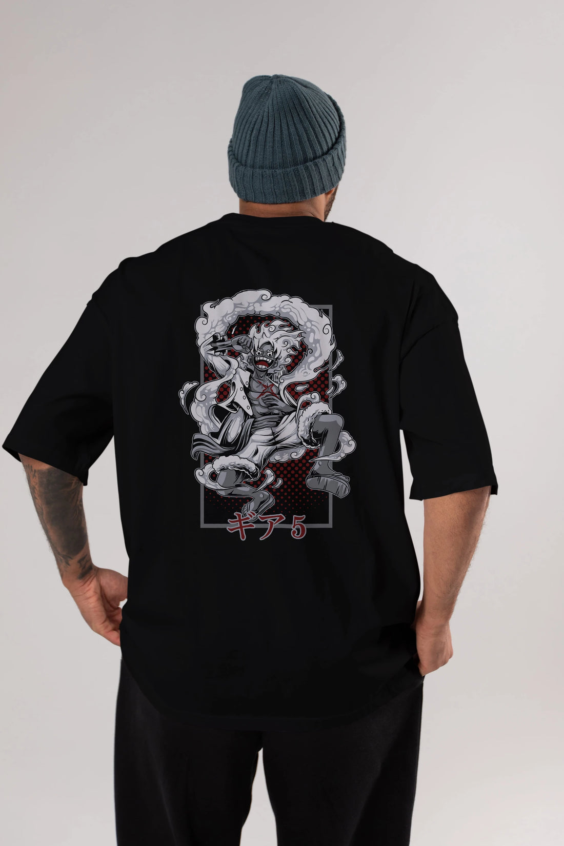 LUFFY GEAR 5 Anime Arka Baskılı Oversize t-shirt Erkek Kadın Unisex