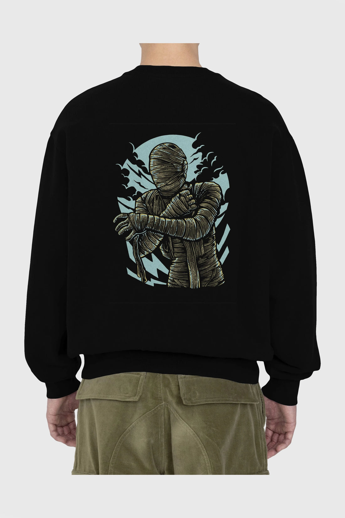 The Mummy Arka Baskılı Oversize Sweatshirt Erkek Kadın Unisex