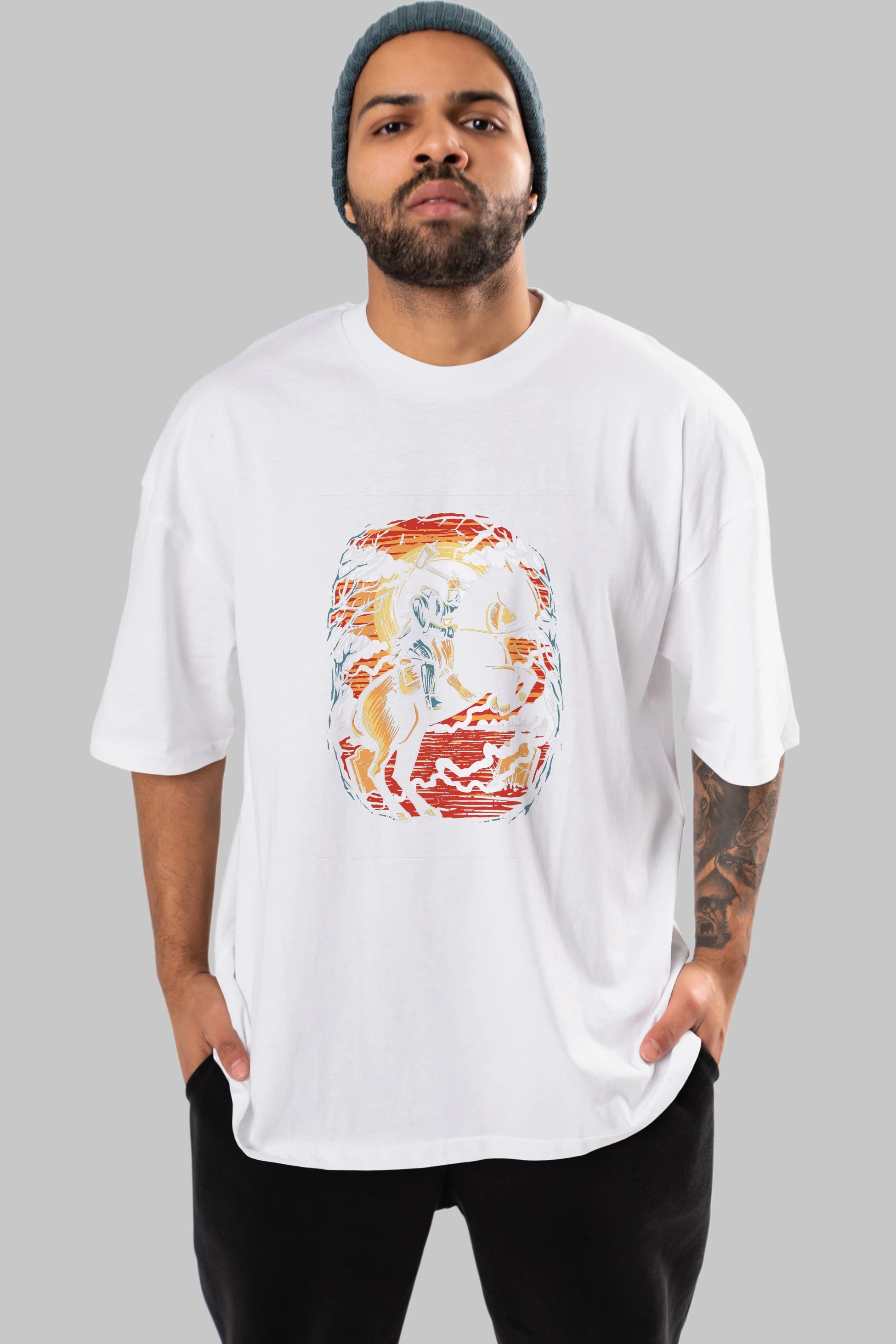 Headless Horseman Ön Baskılı Oversize t-shirt Erkek Kadın Unisex %100 Pamuk tişort