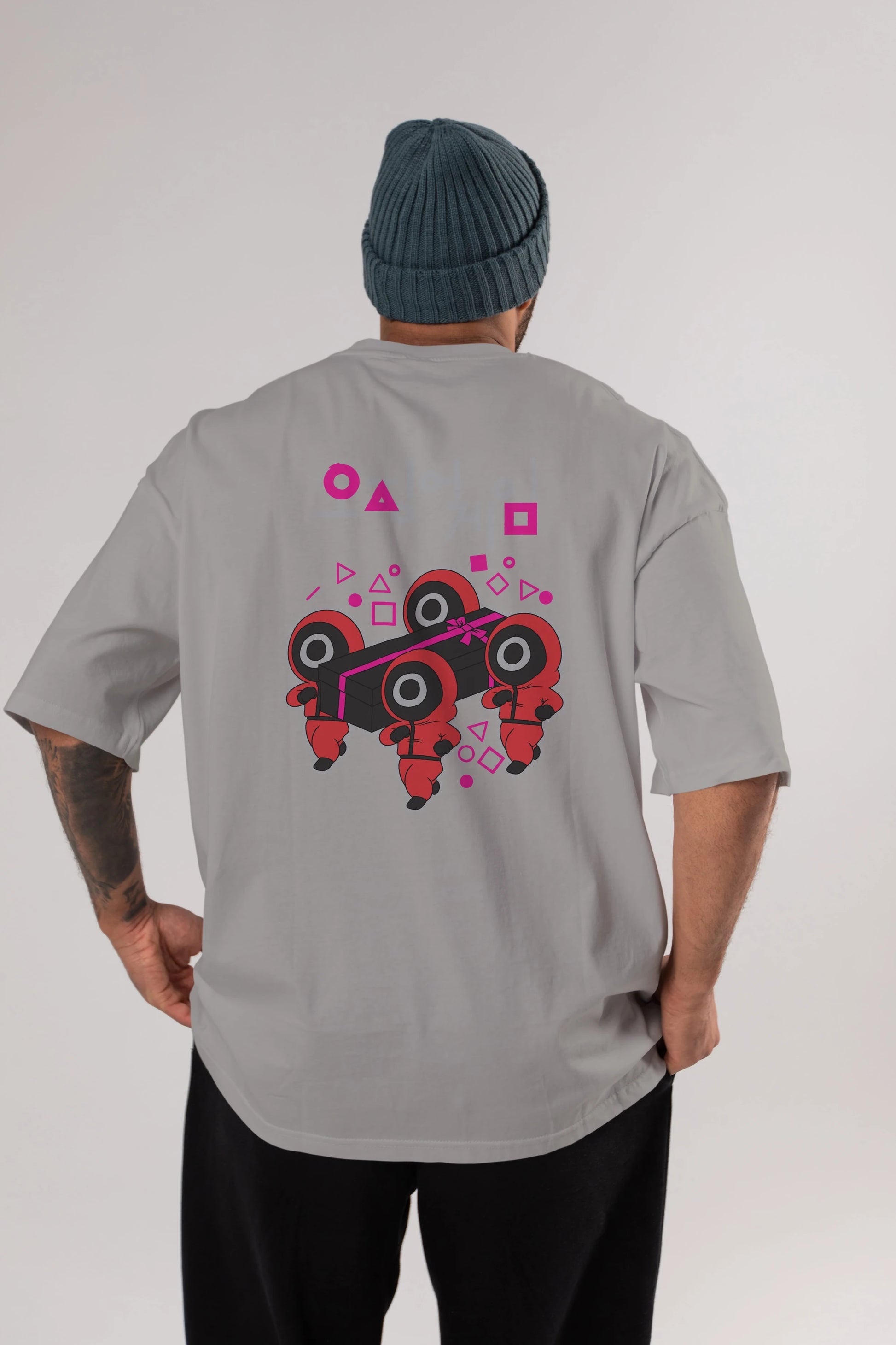 Squid Game (6) Arka Baskılı Oversize t-shirt Erkek Kadın Unisex %100 Pamuk Bisiklet Yaka tişort