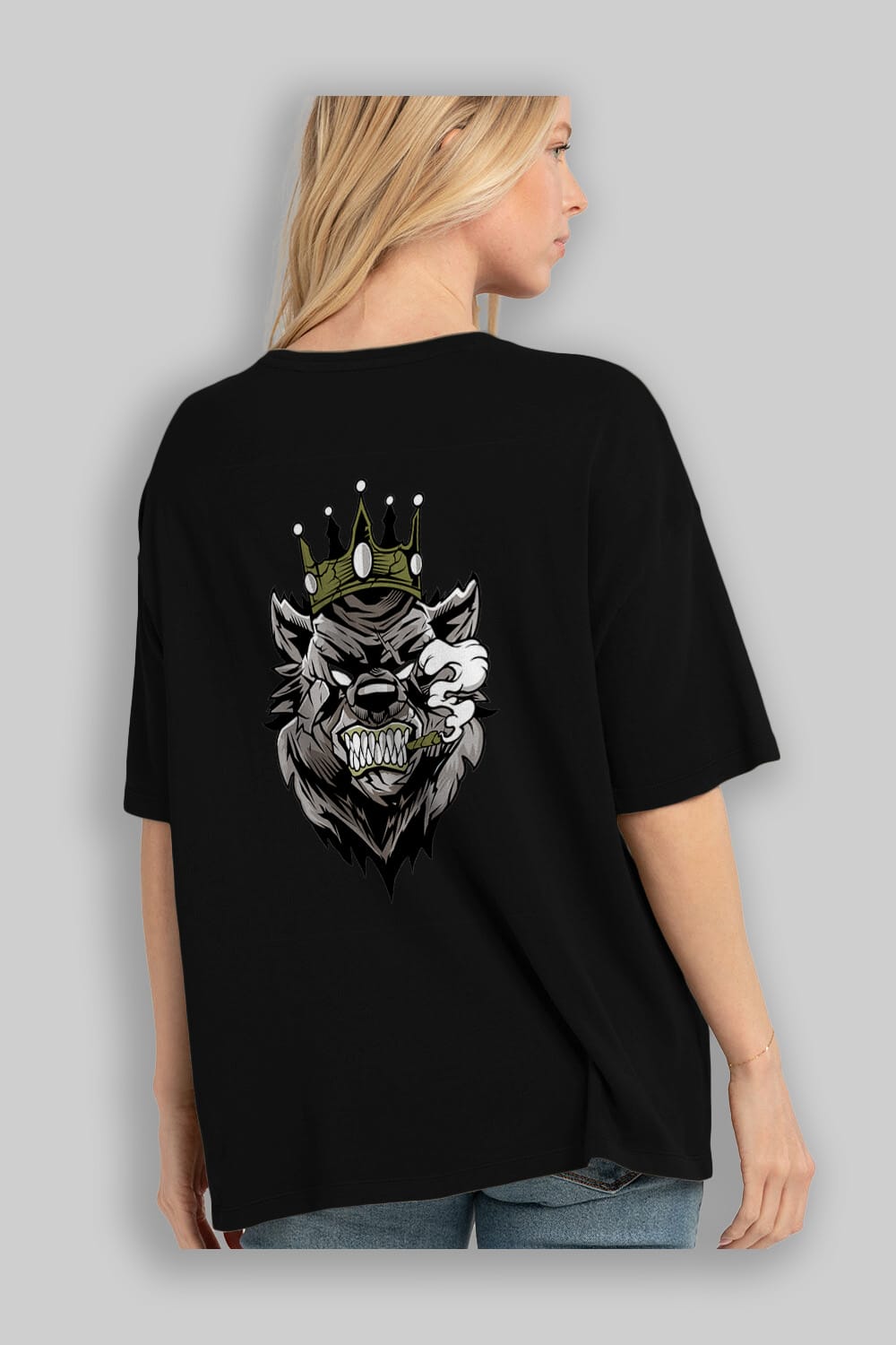 Bear King Arka Baskılı Oversize t-shirt Erkek Kadın Unisex %100 Pamuk tişort