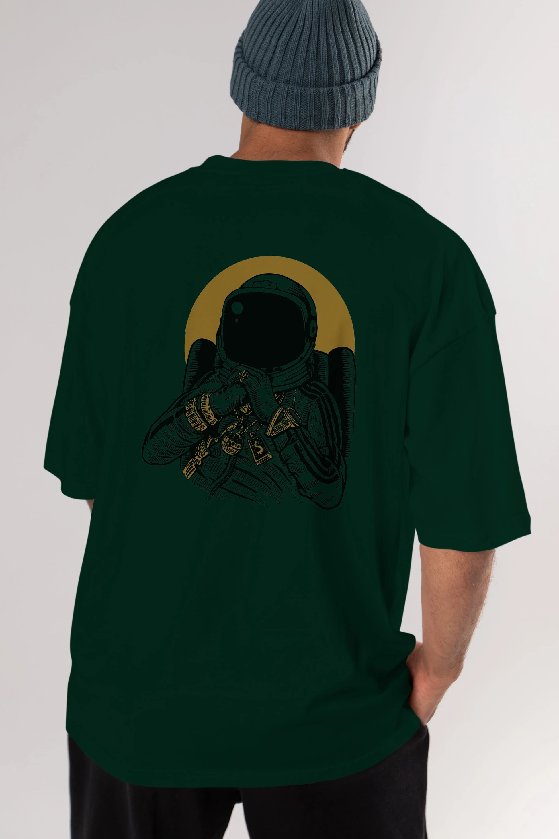 Space Dee Jay Arka Baskılı Oversize t-shirt Erkek Kadın Unisex %100 Pamuk