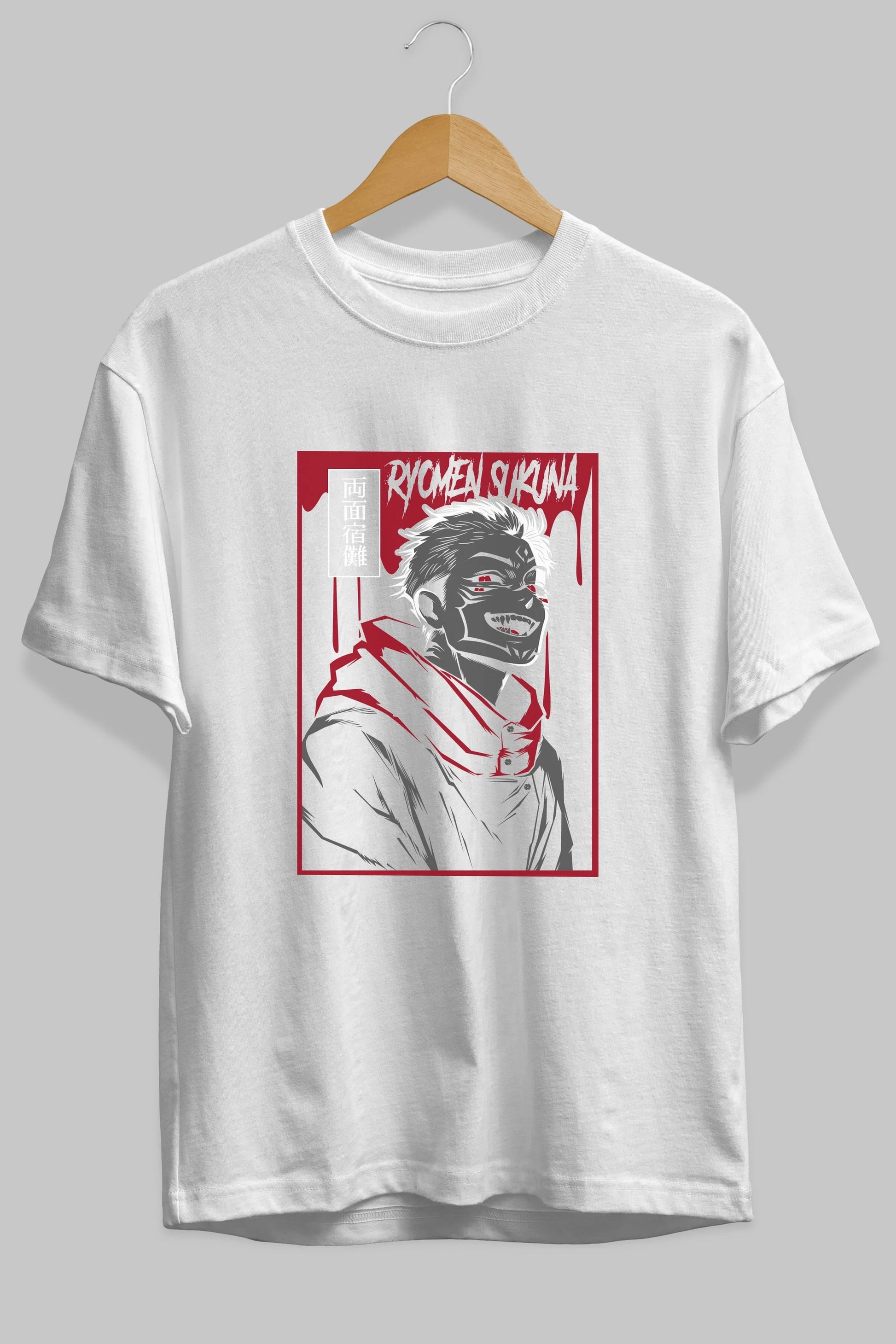 SUKUNA Anime Ön Baskılı Oversize t-shirt %100 pamuk Erkek Kadın Unisex