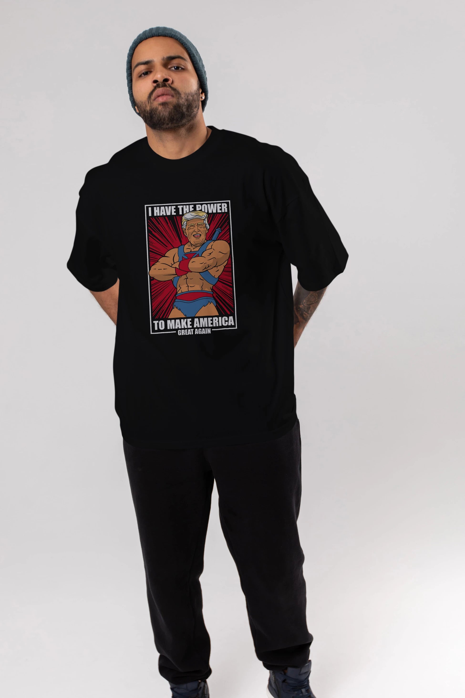 Trump Heman Ön Baskılı Oversize t-shirt Erkek Kadın Unisex %100 Pamuk tişort