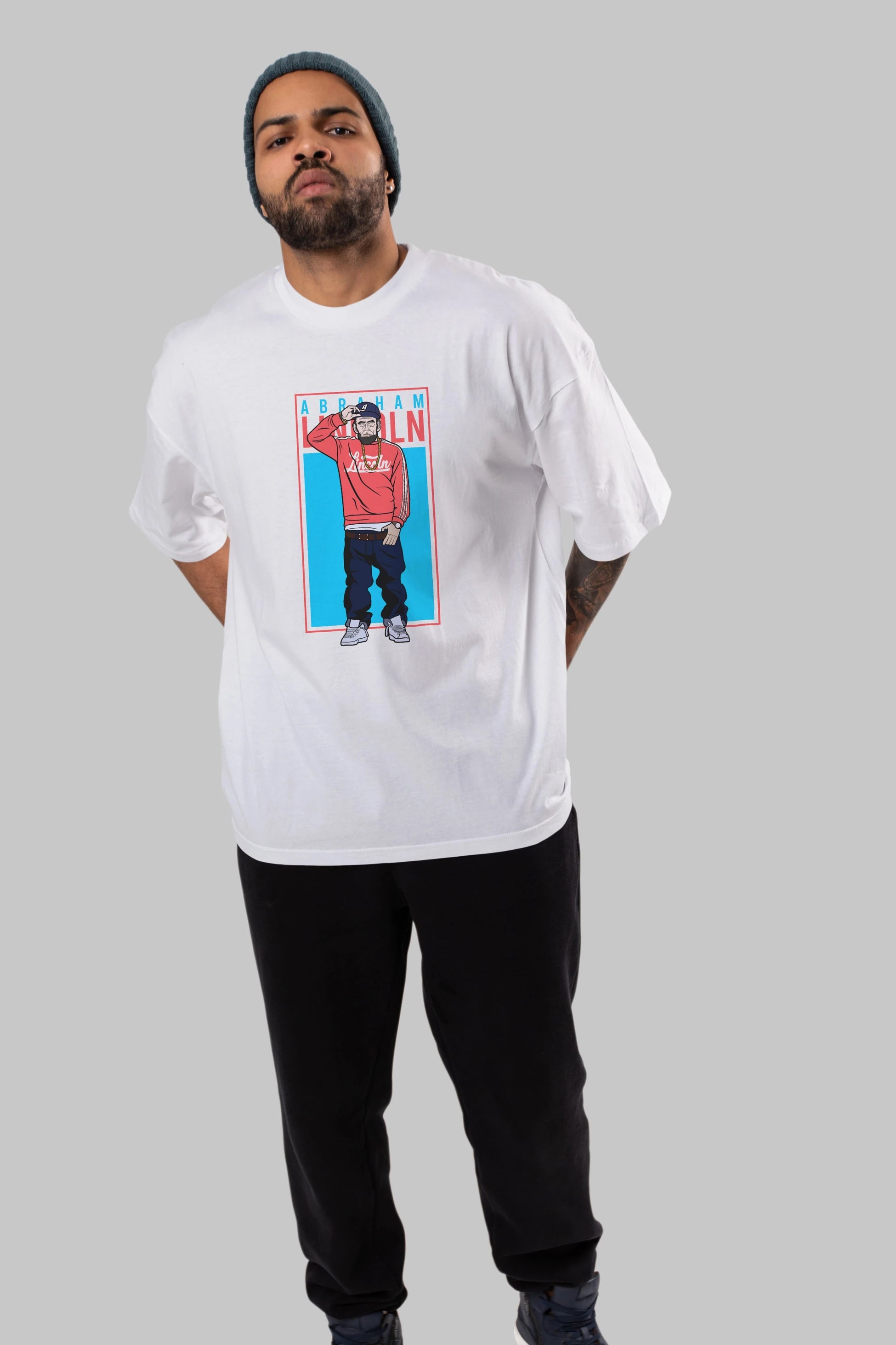Abraham Lincoln Ön Baskılı Oversize t-shirt Erkek Kadın Unisex %100 Pamuk tişort