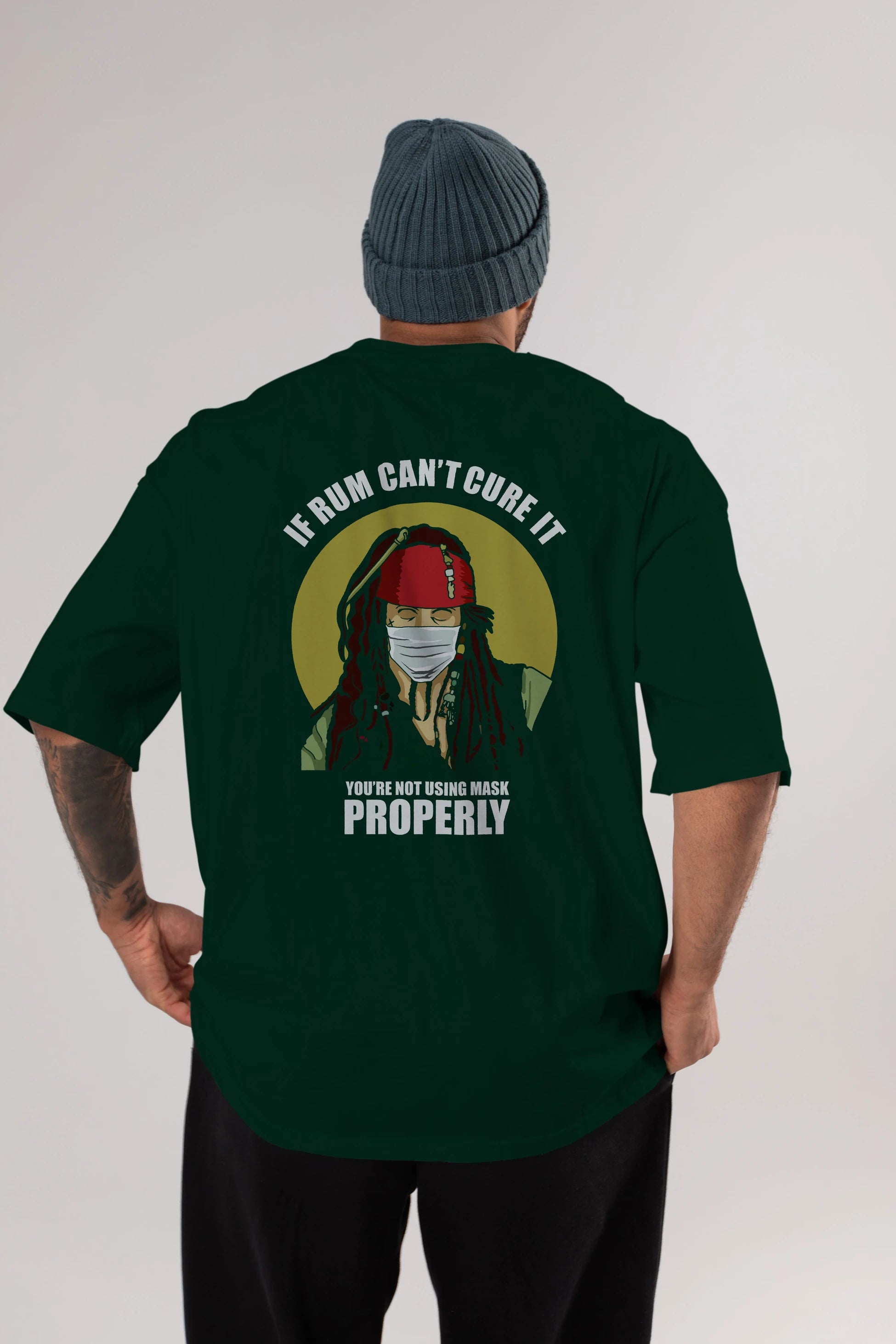 Pirates Maker Arka Baskılı Oversize t-shirt Erkek Kadın Unisex %100 Pamuk tişort