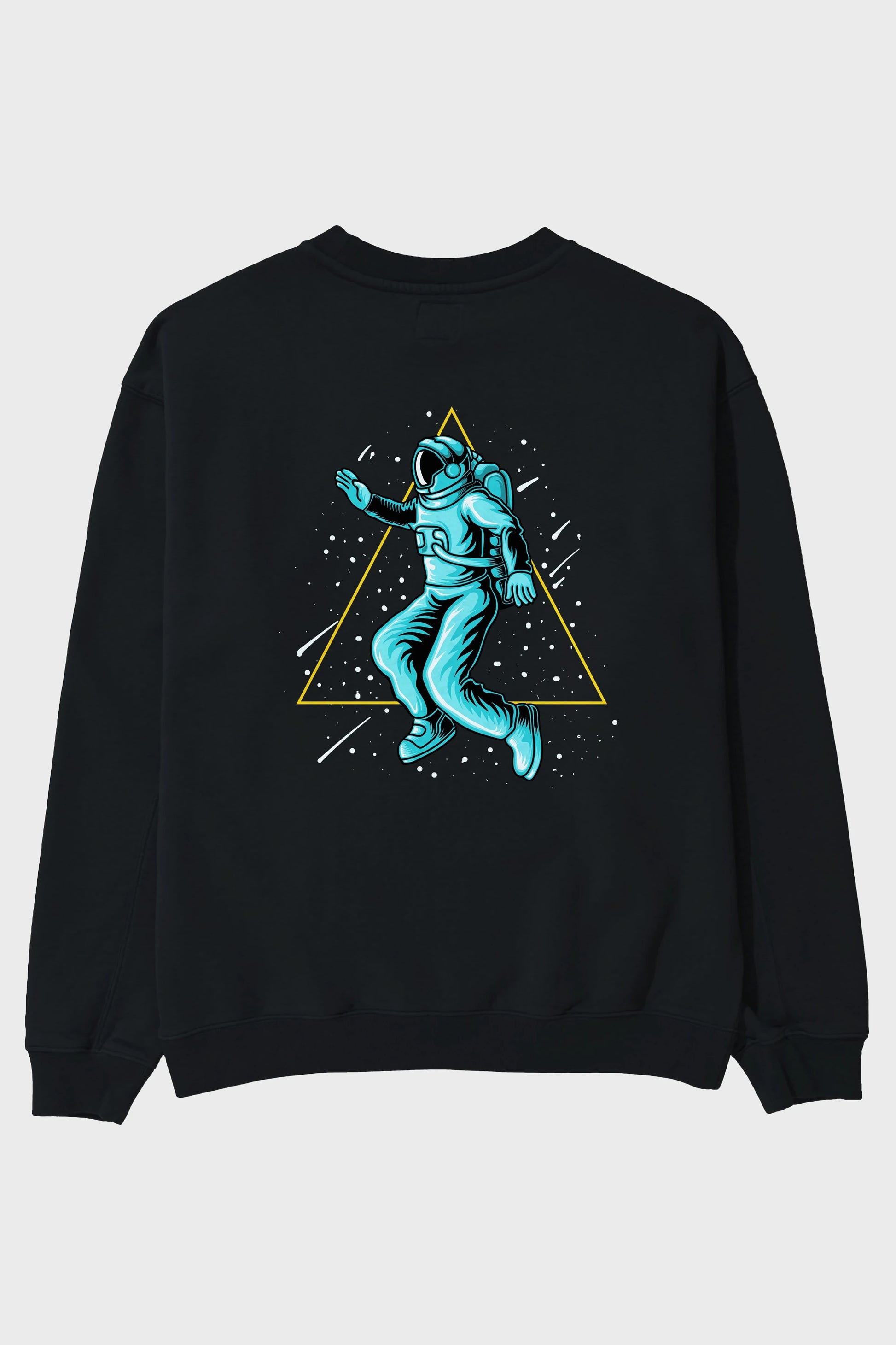 Astronaut Starry Triangle Arka Baskılı Oversize Sweatshirt Erkek Kadın Unisex