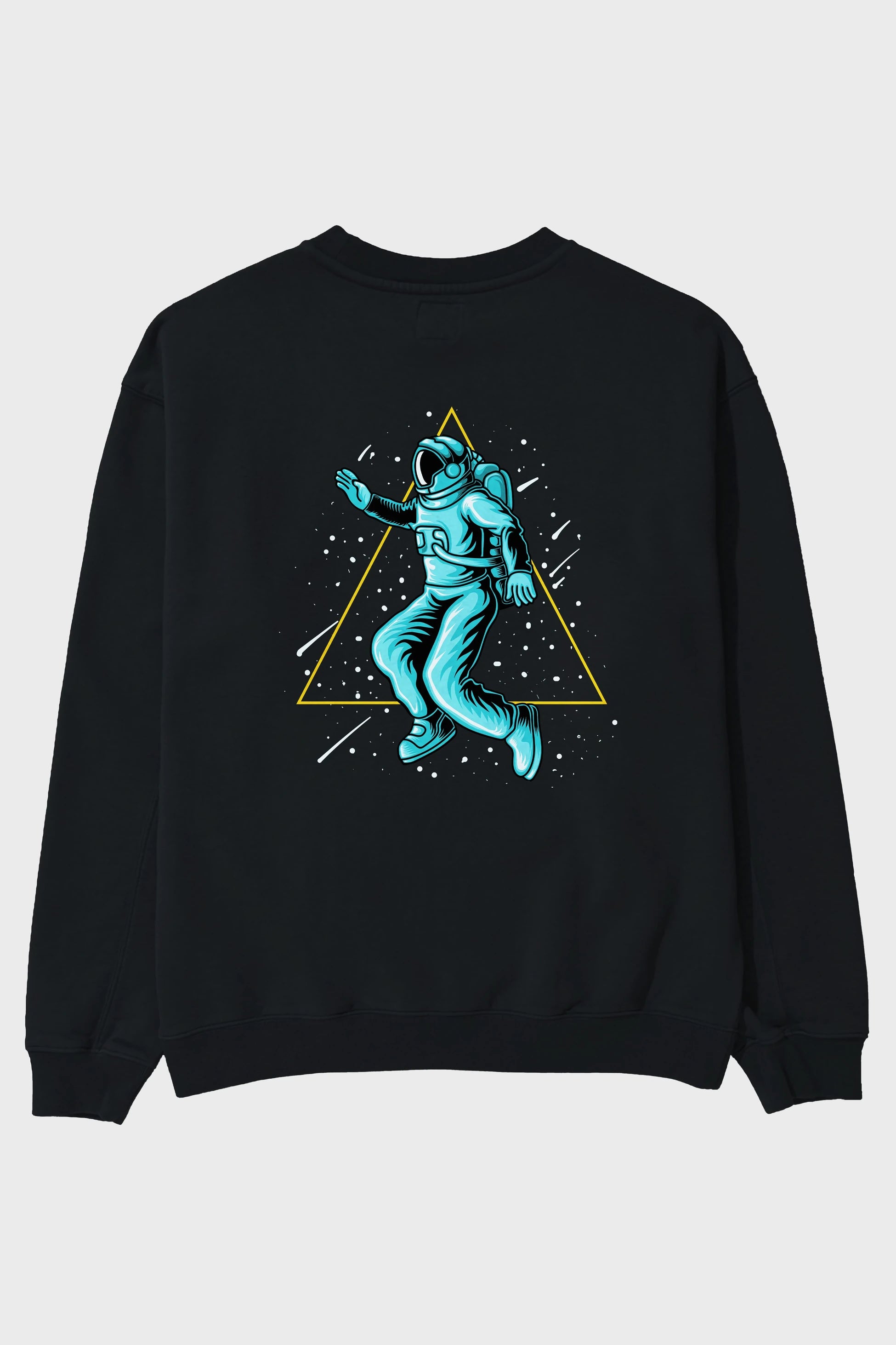 Astronaut Starry Triangle Arka Baskılı Oversize Sweatshirt Erkek Kadın Unisex
