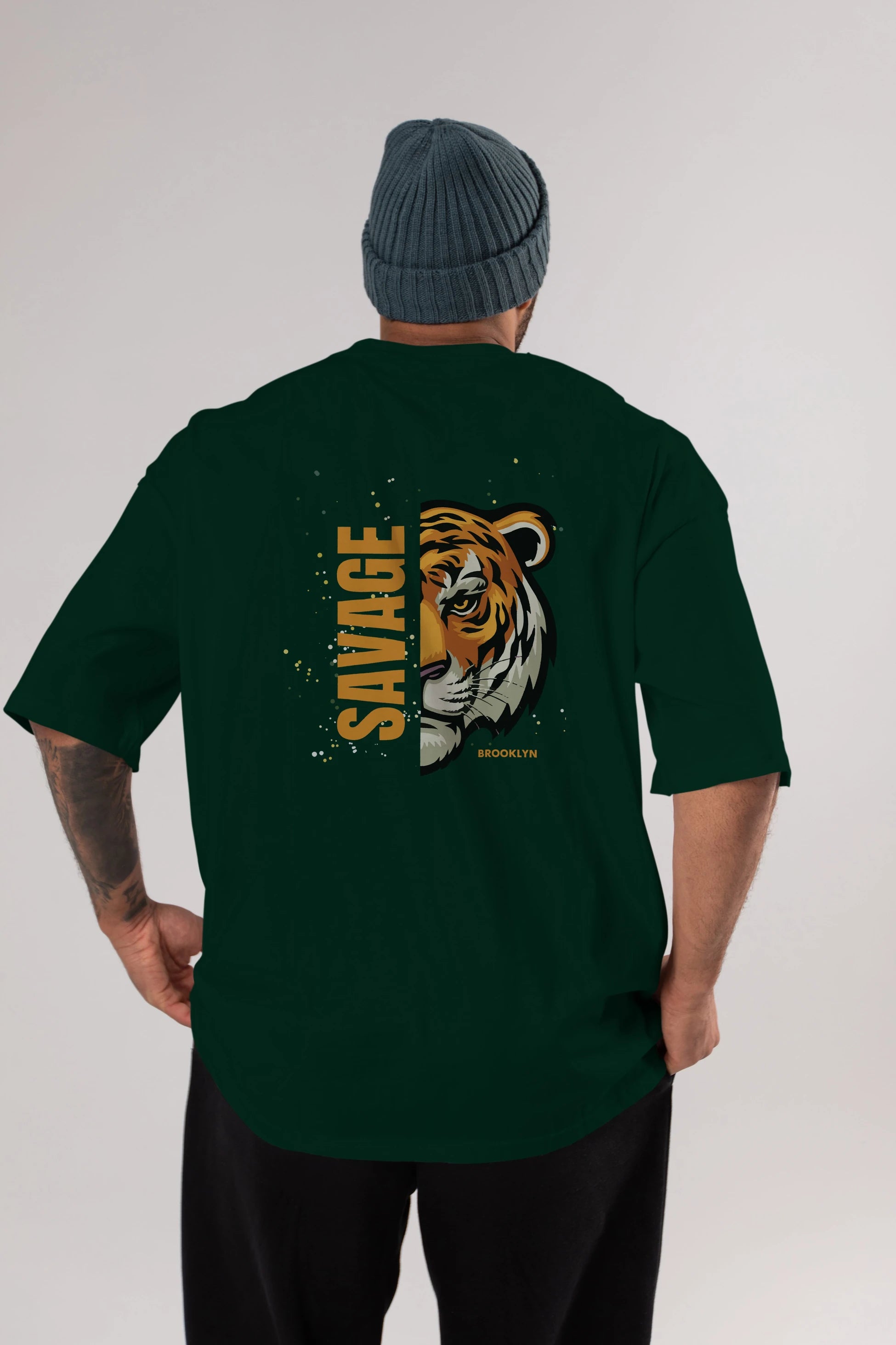 Savage Brooklyn Yazılı Arka Baskılı Oversize t-shirt Erkek Kadın Unisex