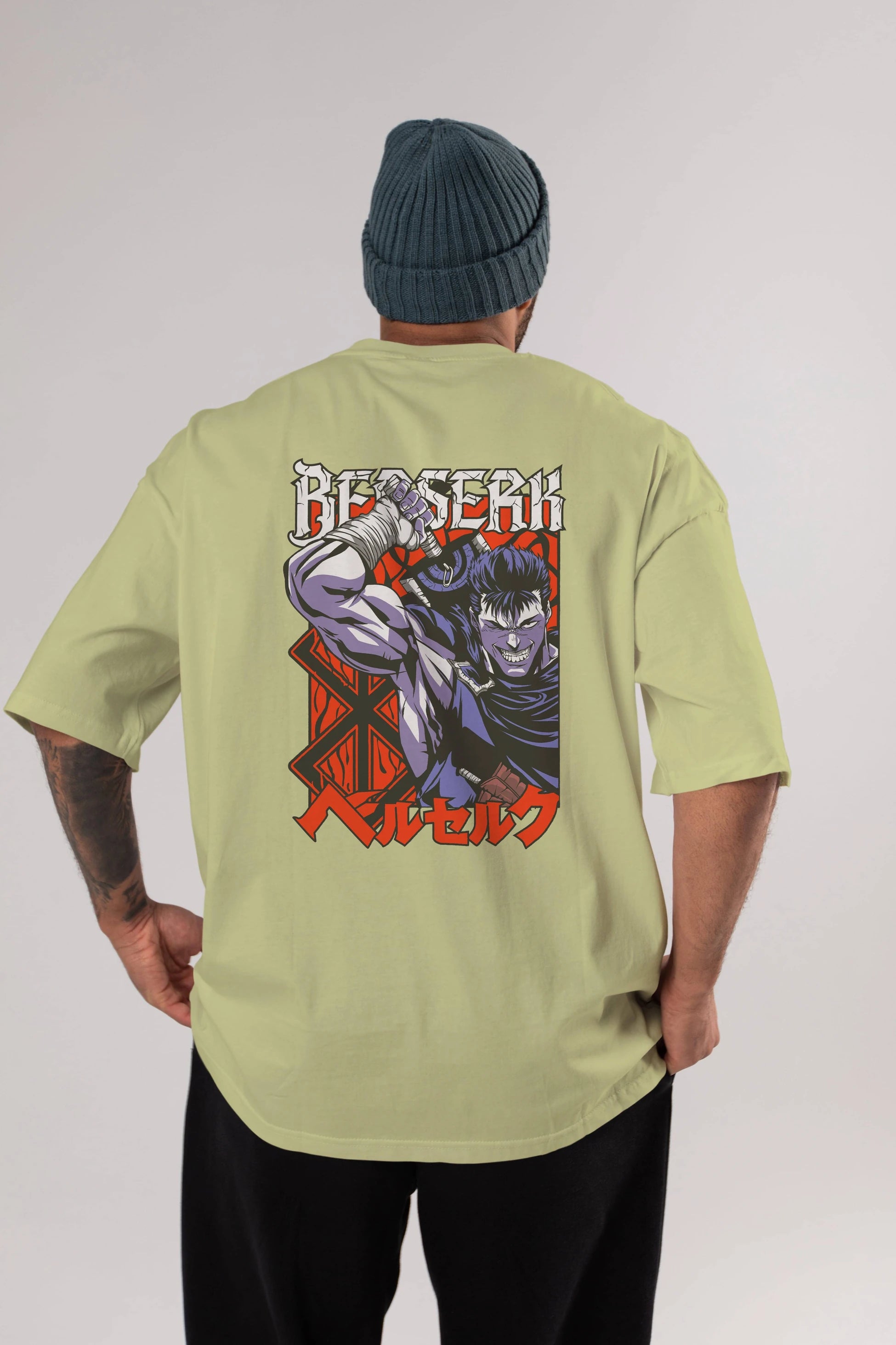 GUTS berserk Anime Arka Baskılı Oversize t-shirt Erkek Kadın Unisex