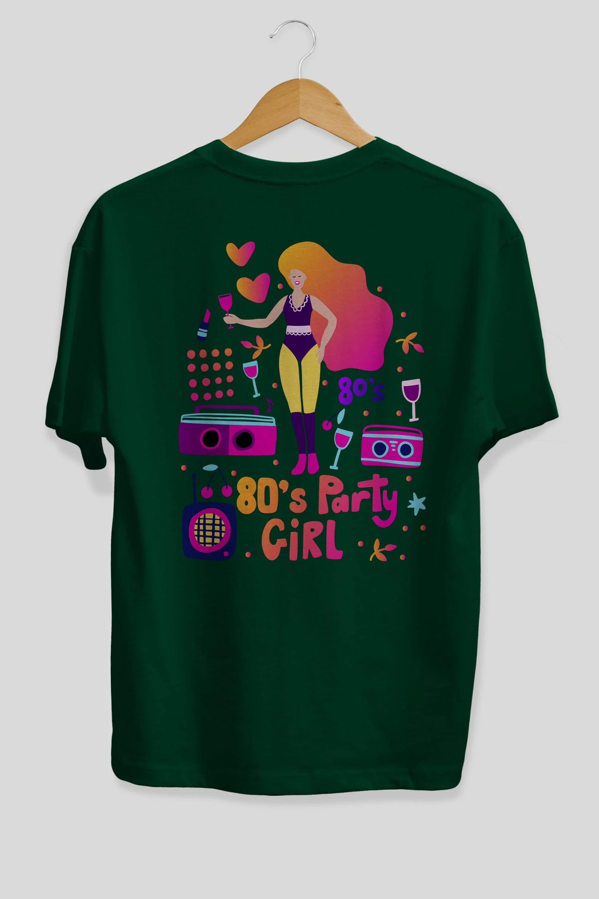 Retro Girl Party Arka Baskılı Oversize t-shirt Erkek Kadın Unisex