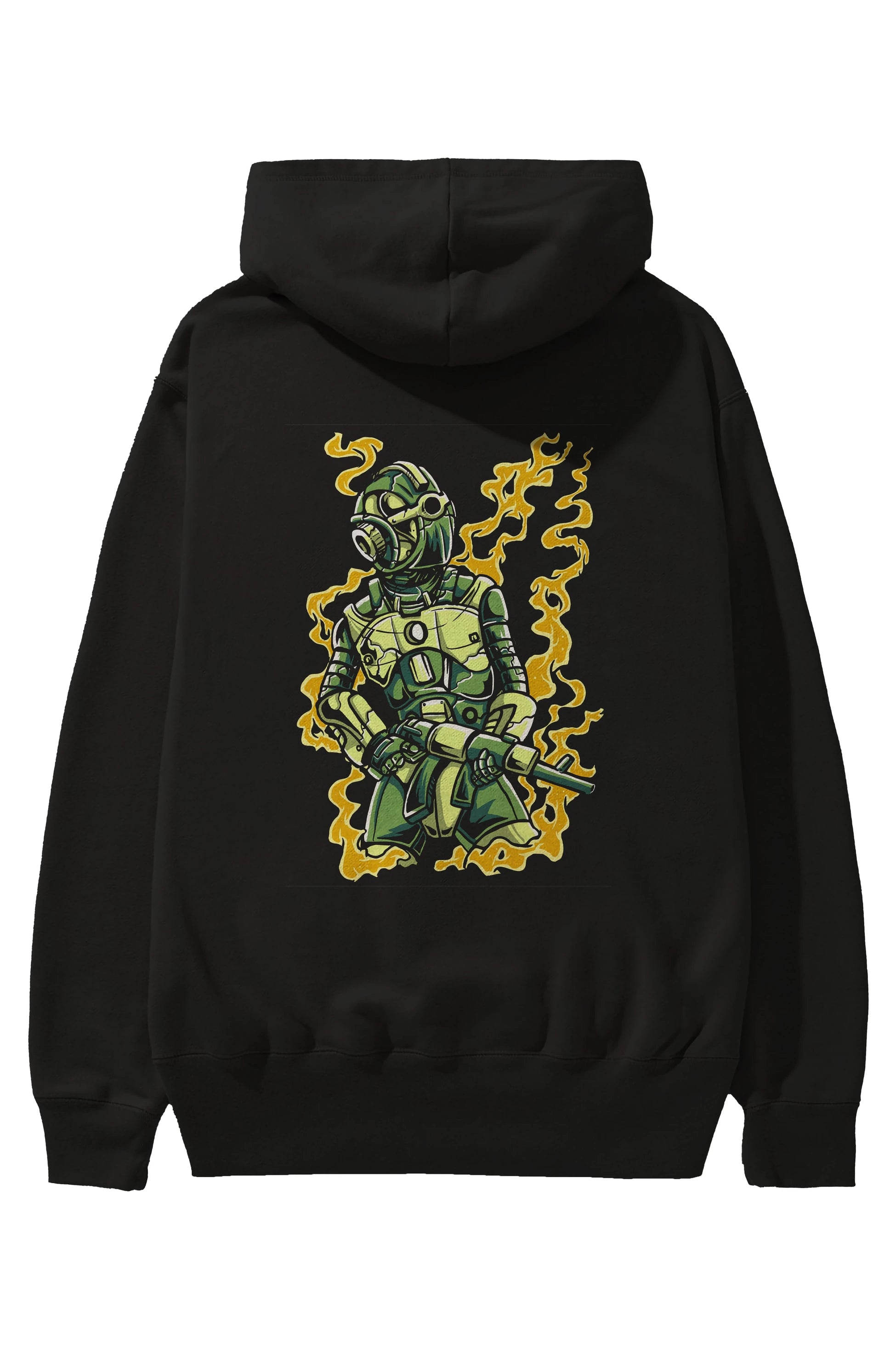Robot Soldier Arka Baskılı Hoodie Oversize Kapüşonlu Sweatshirt Erkek Kadın Unisex