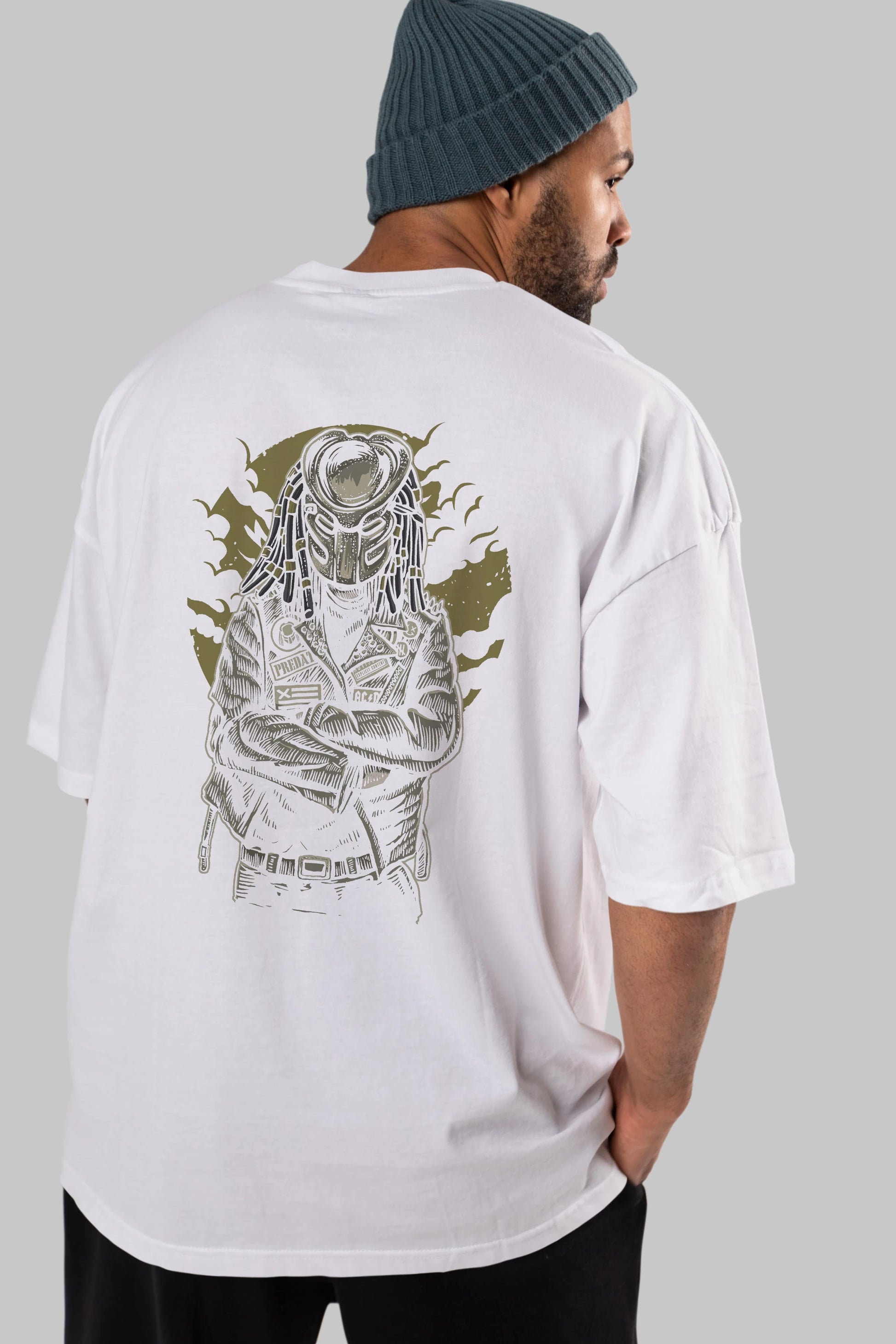 Predator Arka Baskılı Oversize t-shirt Erkek Kadın Unisex %100 Pamuk